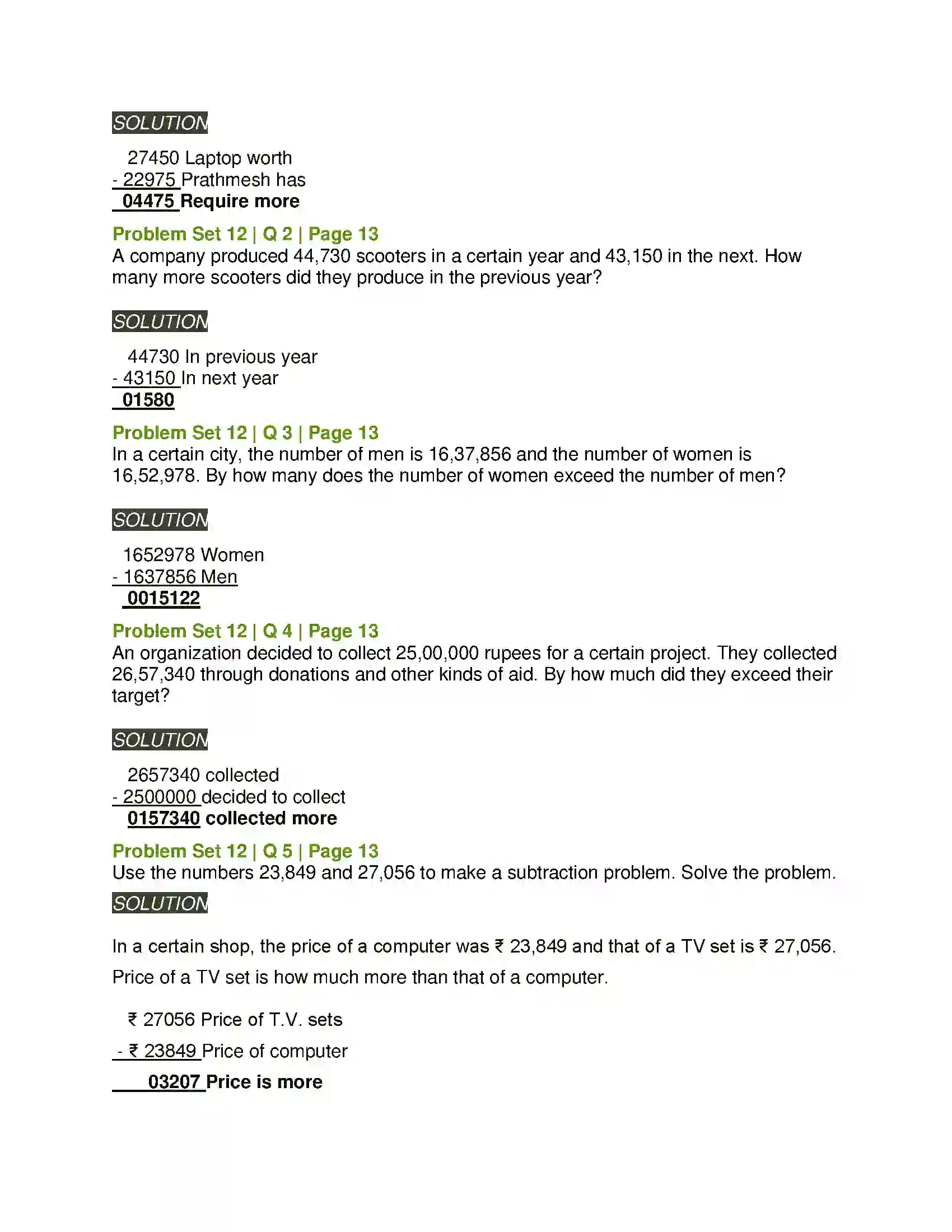 Maharashtra Board Class 5th Mathematics Addition and Subtraction Solution 9