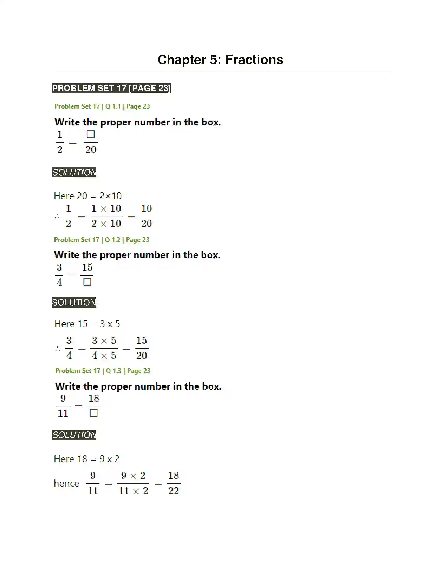 Maharashtra Board Class 5th Mathematics Fractions Solution 1