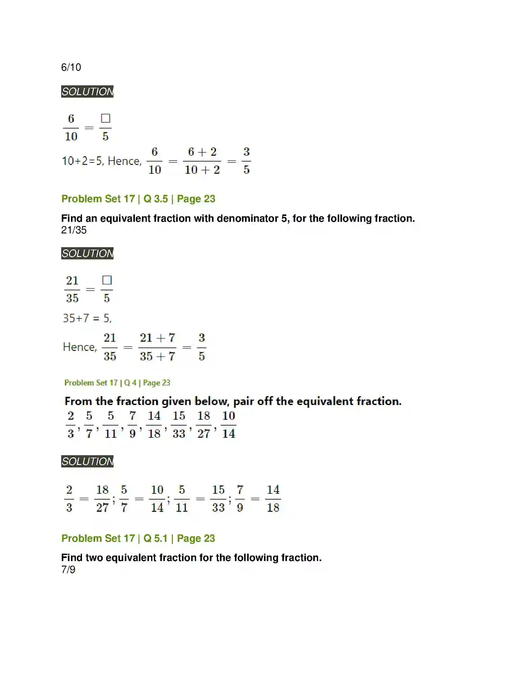 Maharashtra Board Class 5th Mathematics Fractions Solution 6