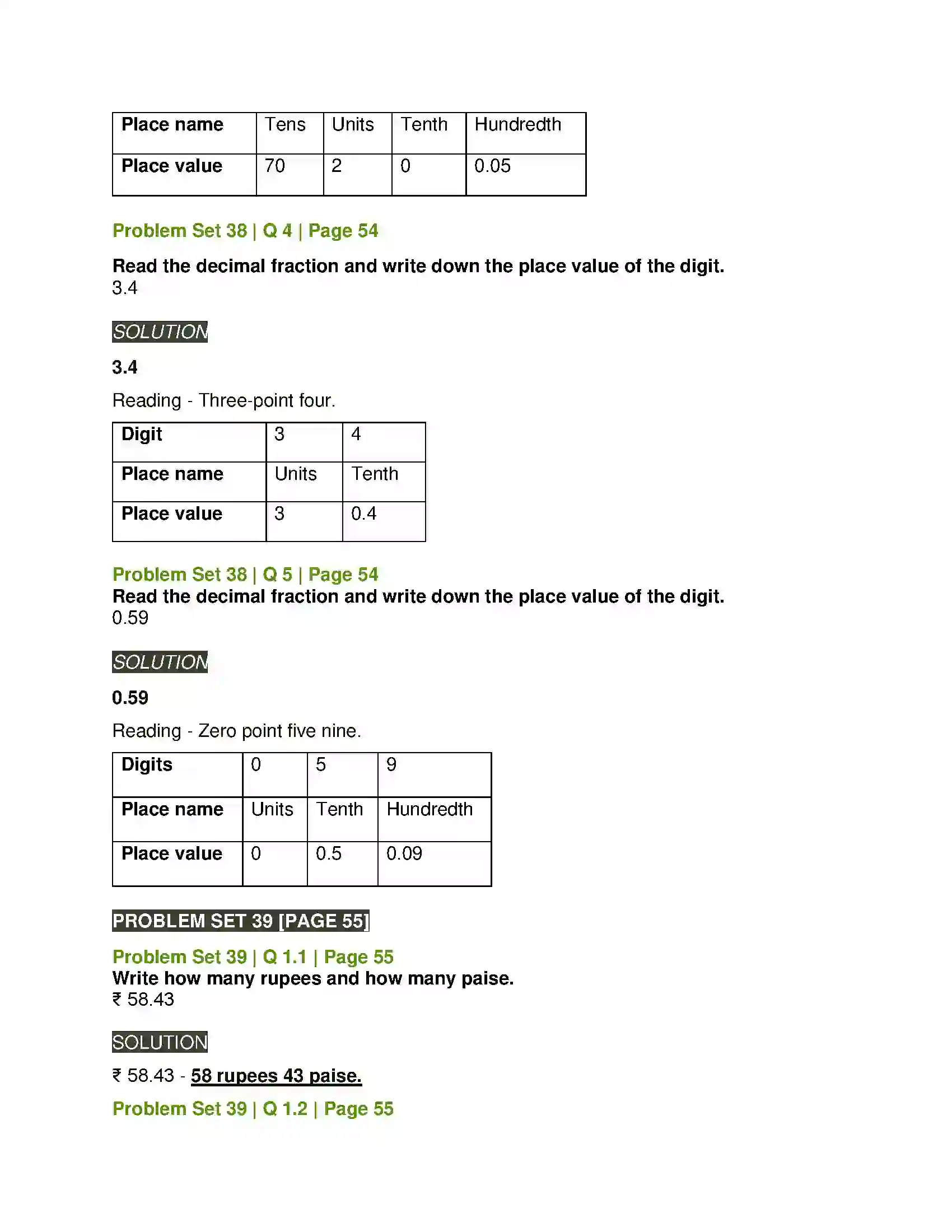 Maharashtra Board Class 5th Mathematics Decimal Fractions Solution 6