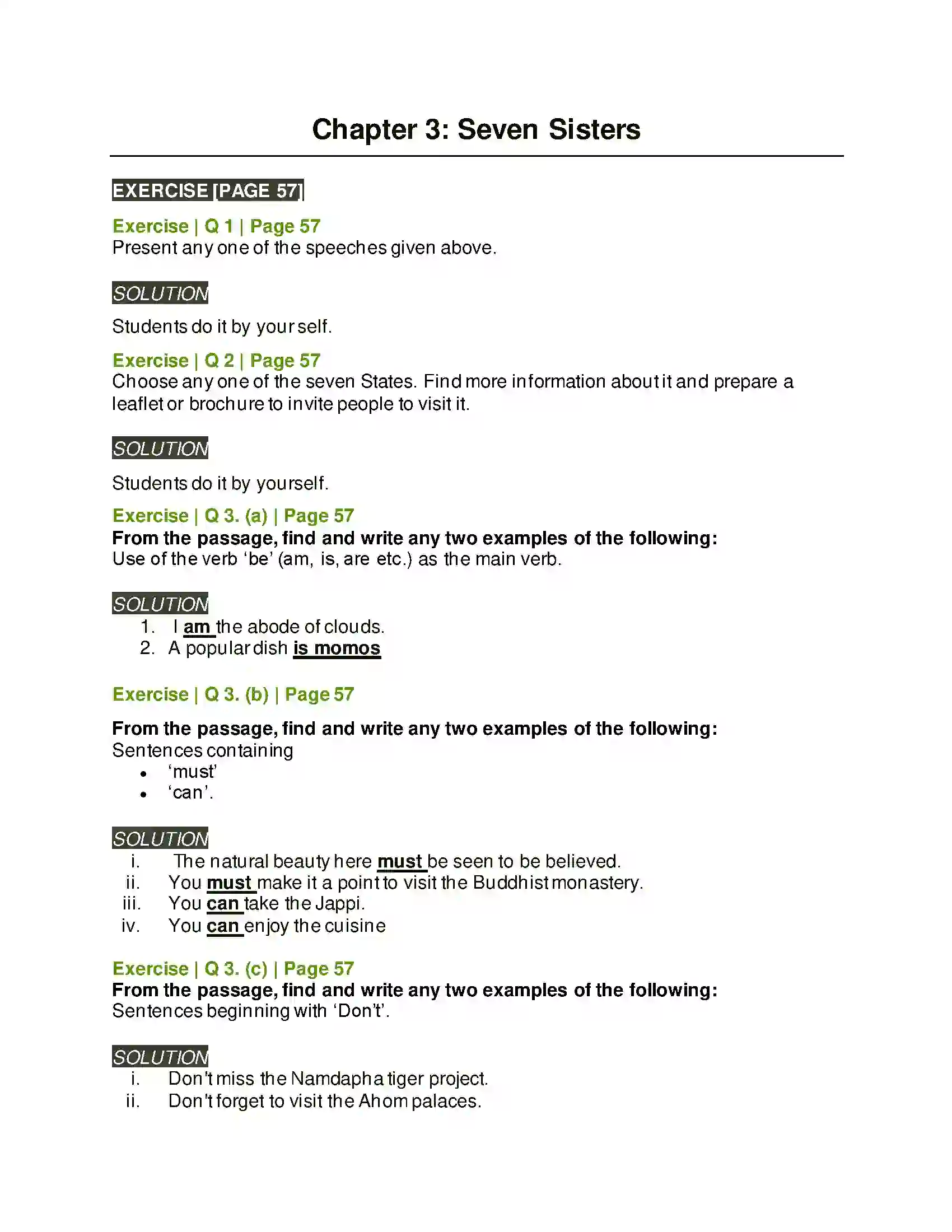 Maharashtra Board Class 6th English 3.2 Seven Sisters Solution 1