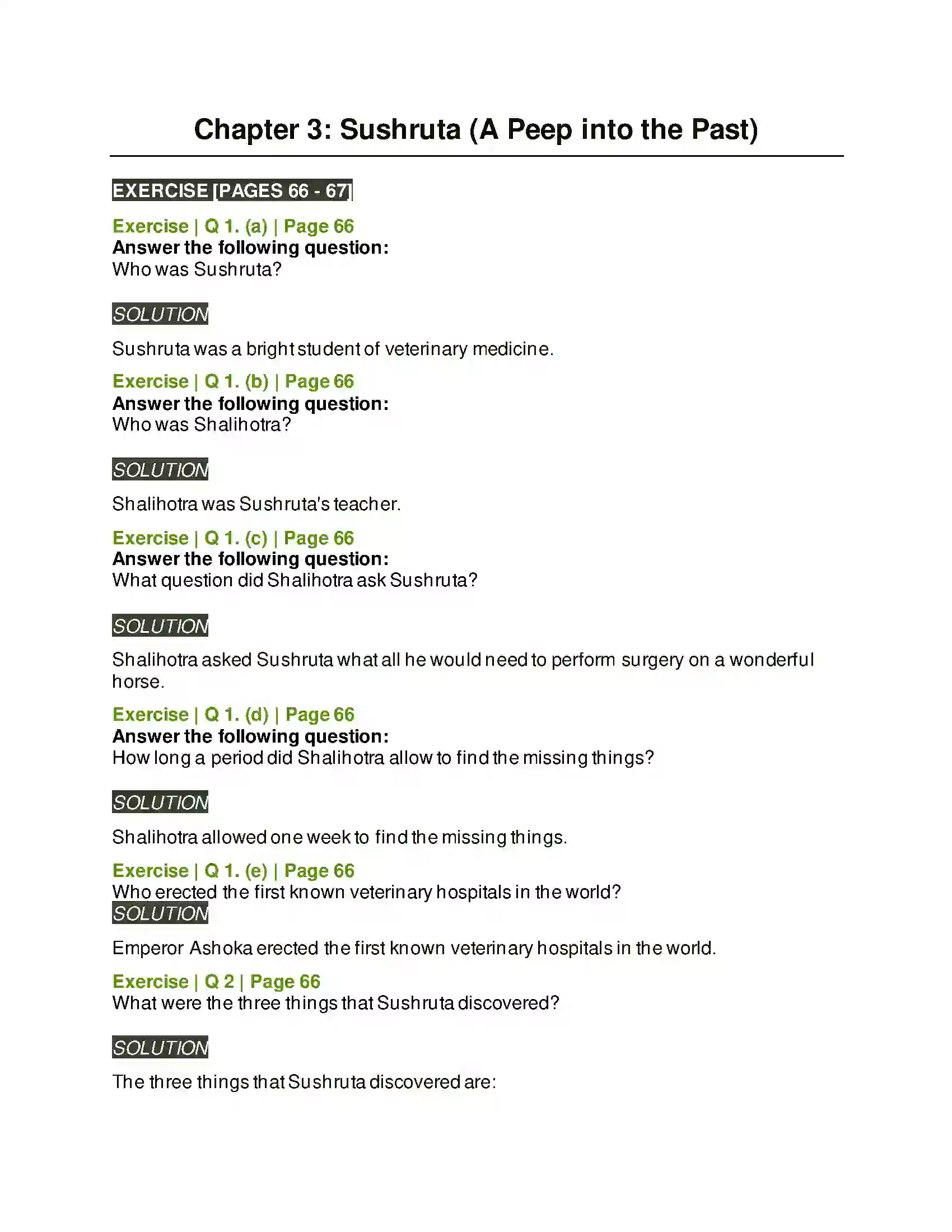 Maharashtra Board Class 6th English 3.4 Sushruta (A Peep into the Past) Solution 1