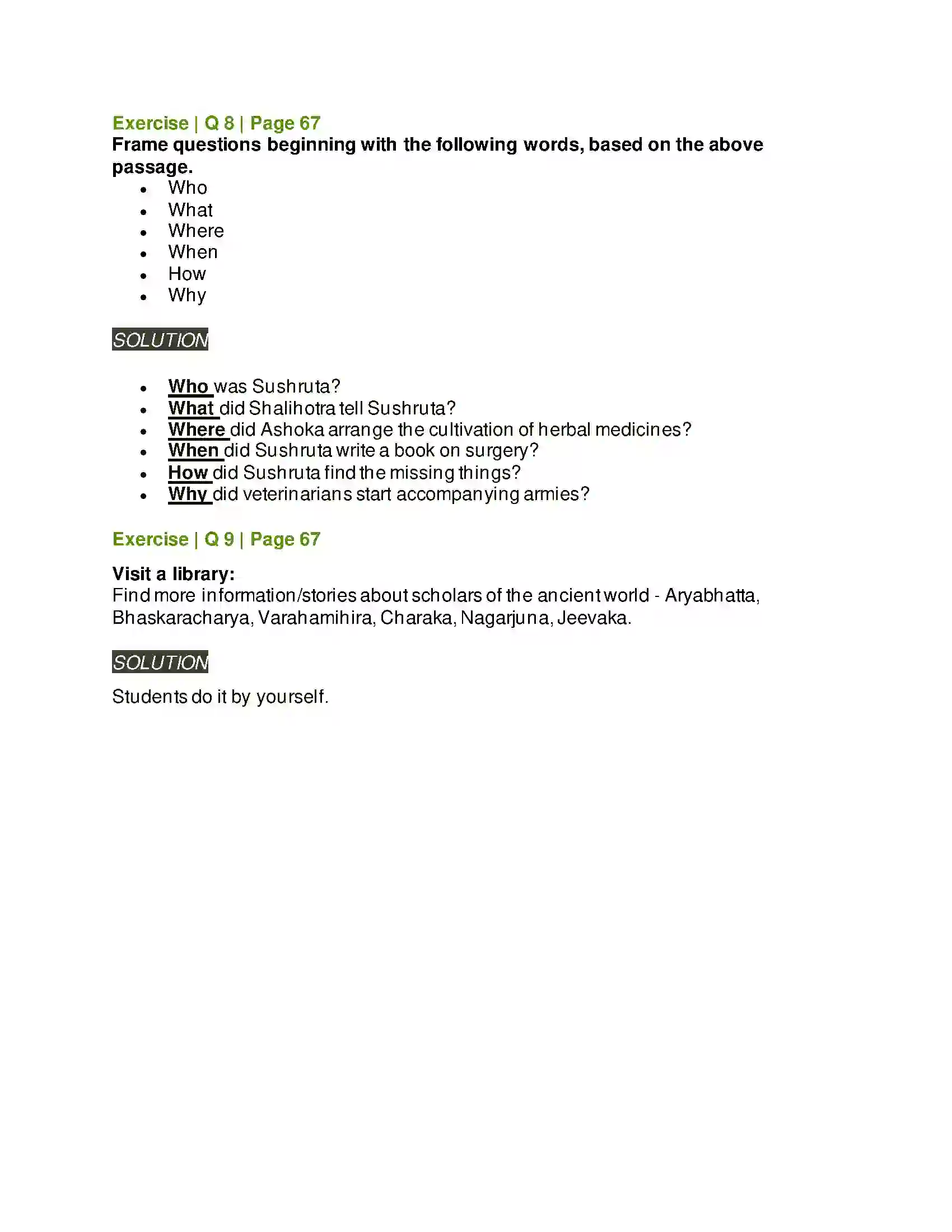 Maharashtra Board Class 6th English 3.4 Sushruta (A Peep into the Past) Solution 5