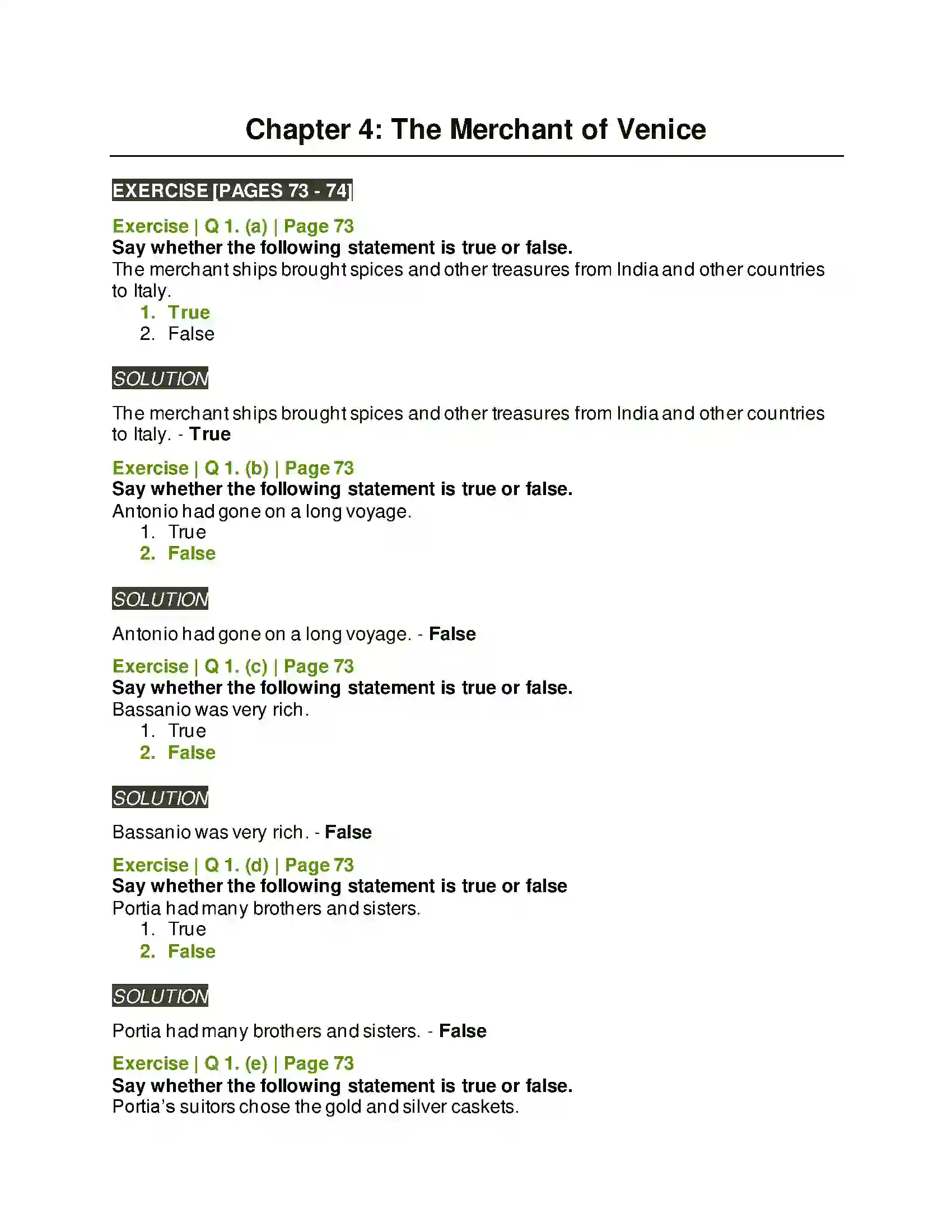 Maharashtra Board Class 6th English 3.6 The Merchant of Venice Solution 1