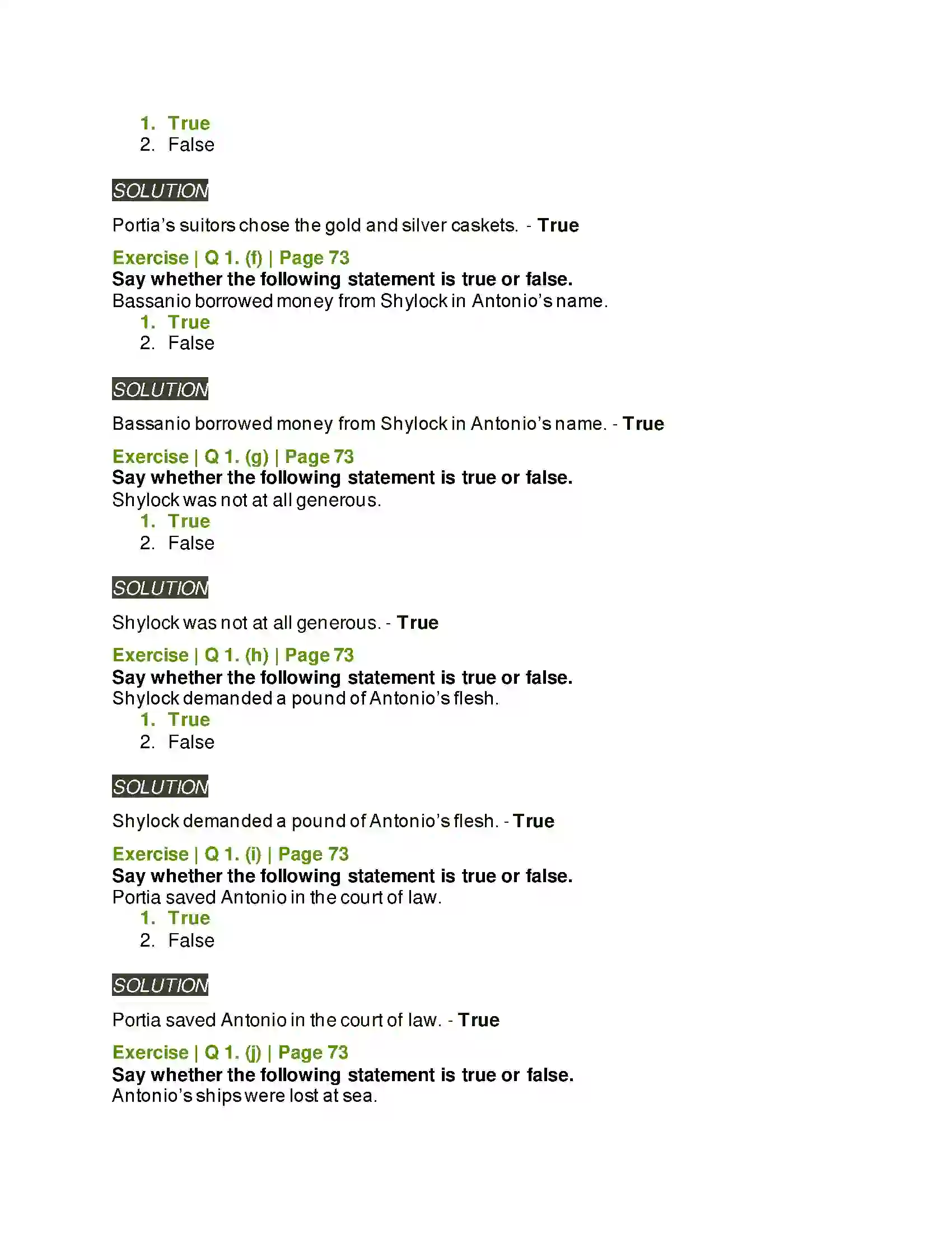 Maharashtra Board Class 6th English 3.6 The Merchant of Venice Solution 2