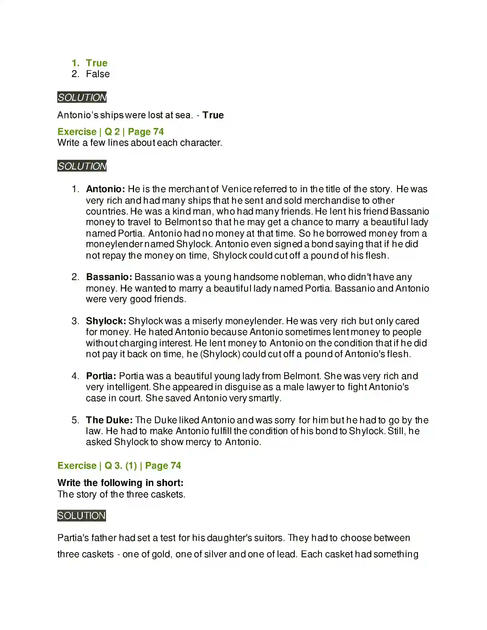 Maharashtra Board Class 6th English 3.6 The Merchant of Venice Solution 3
