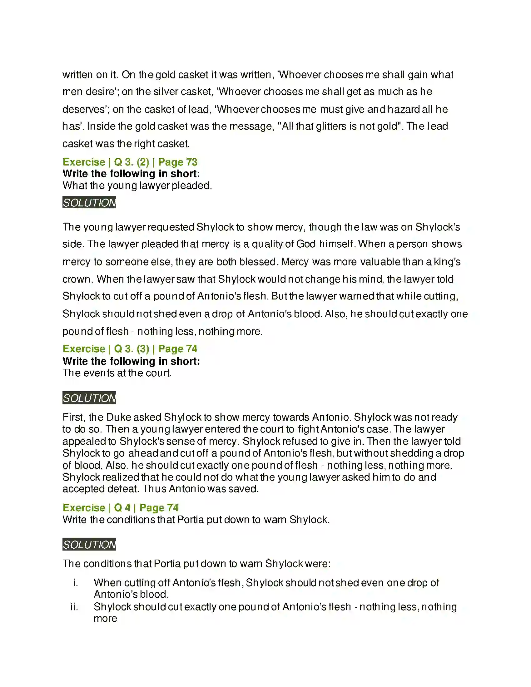 Maharashtra Board Class 6th English 3.6 The Merchant of Venice Solution 4
