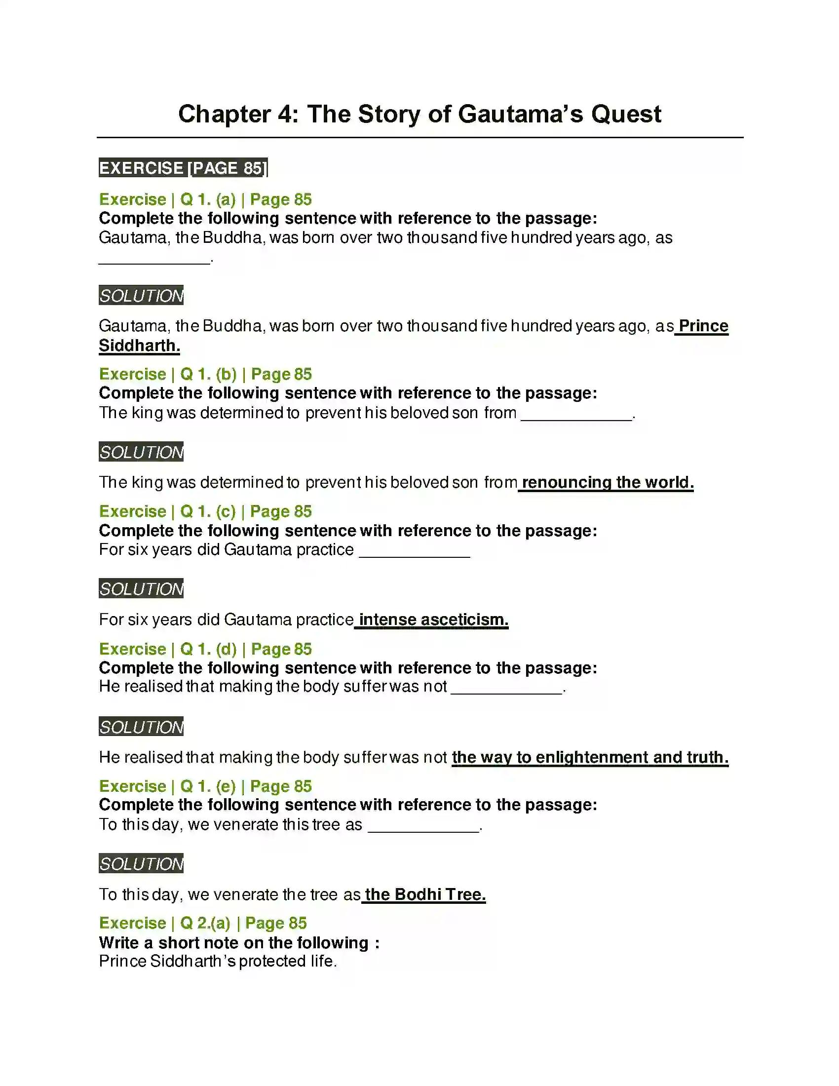Maharashtra Board Class 6th English 4.2 The Story of Gautama’s Quest Solution 1