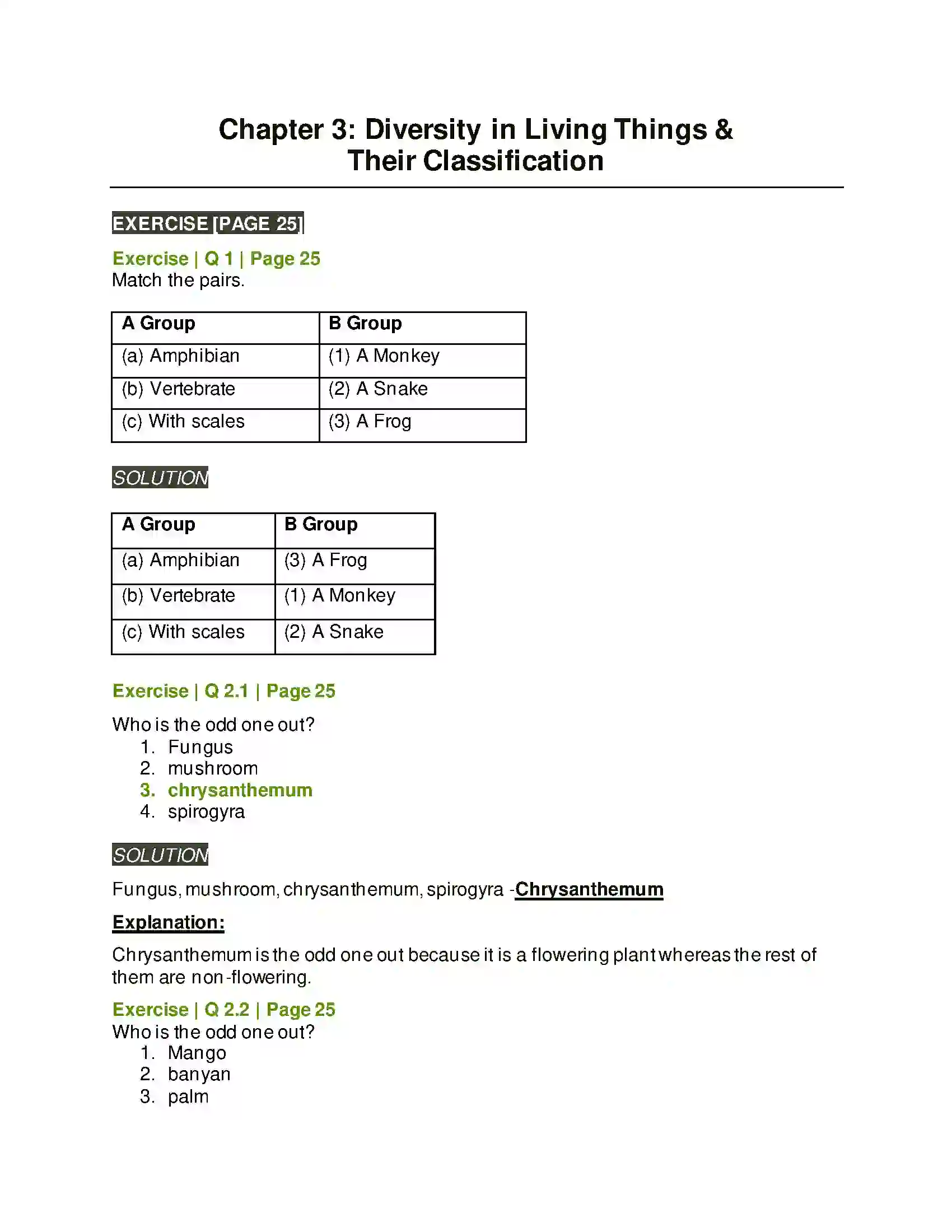 Maharashtra Board Class 6th General Science Diversity in Living Things & Their Classification Solution 1