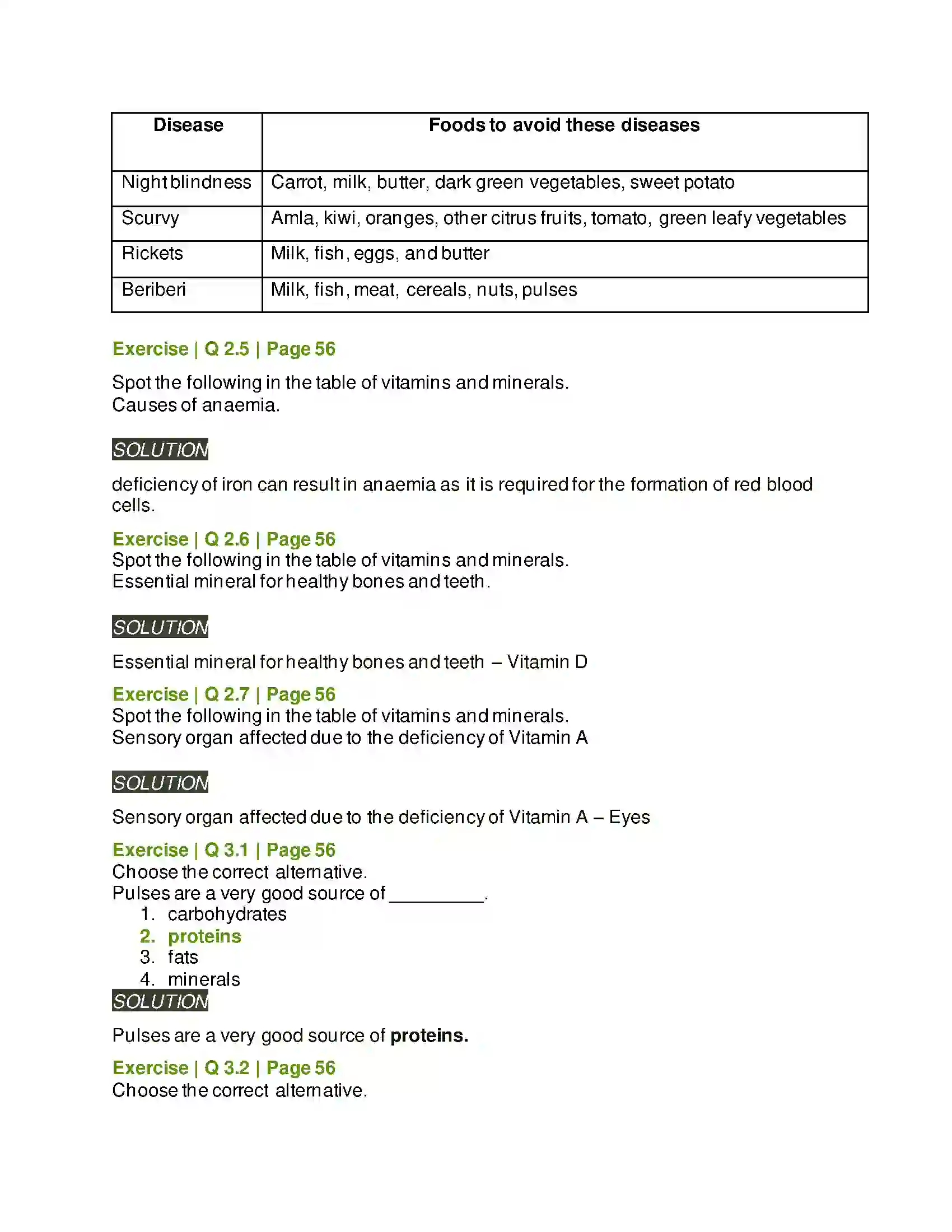 Maharashtra Board Class 6th General Science Nutrition and Diet Solution 3