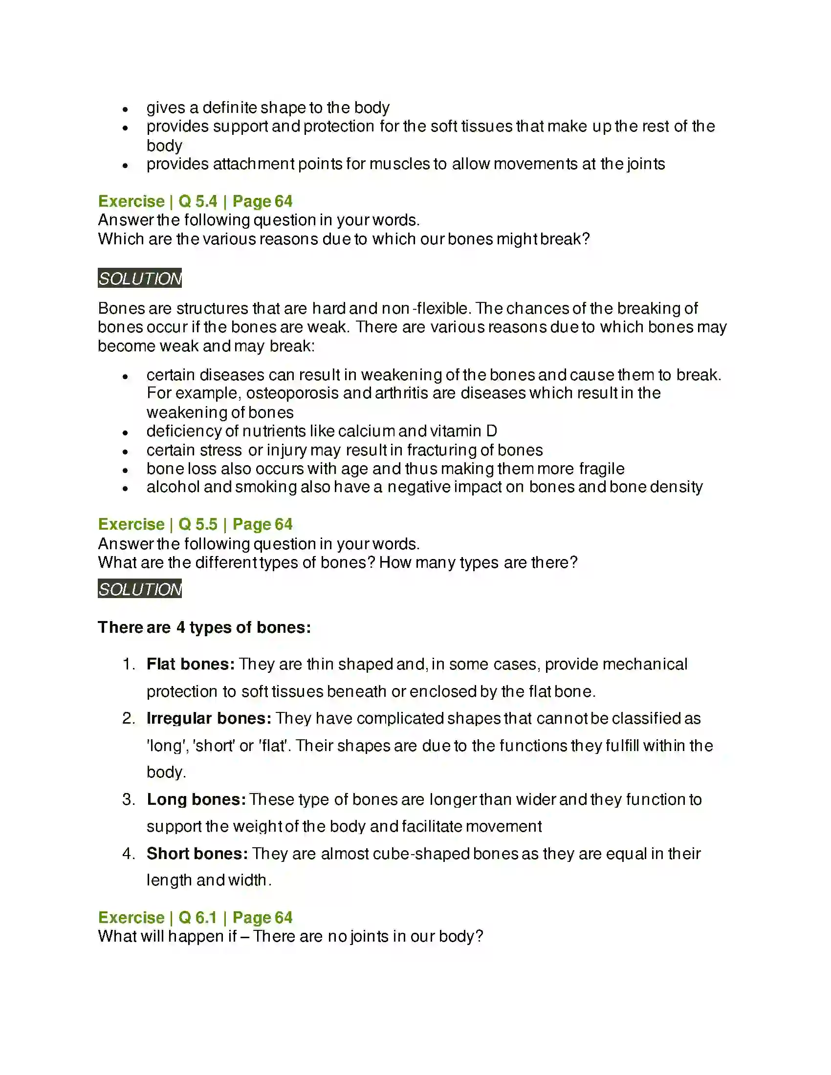 Maharashtra Board Class 6th General Science Our Skeletal System and the Skin Solution 4