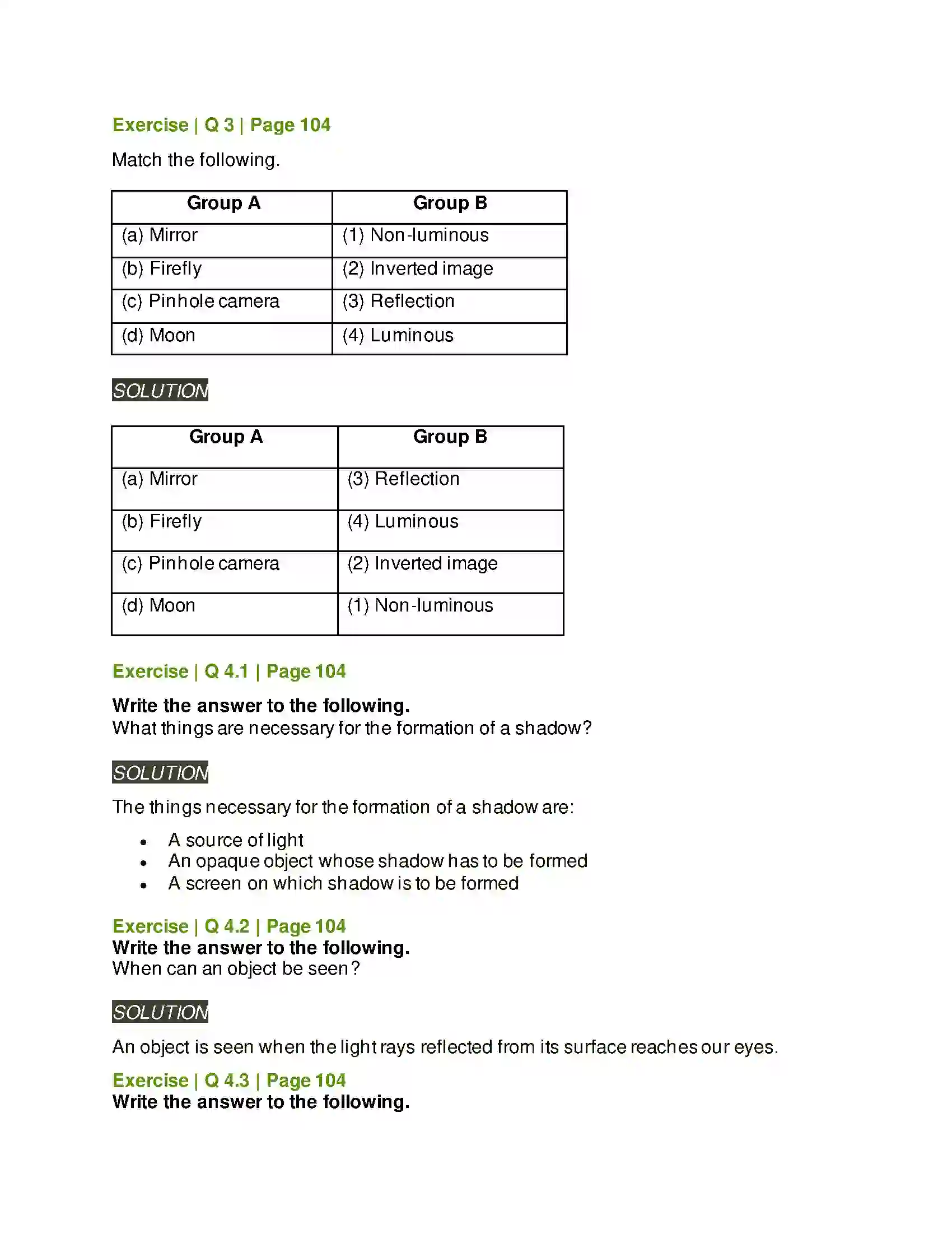 Maharashtra Board Class 6th General Science Light and the Formation of Shadows Solution 3