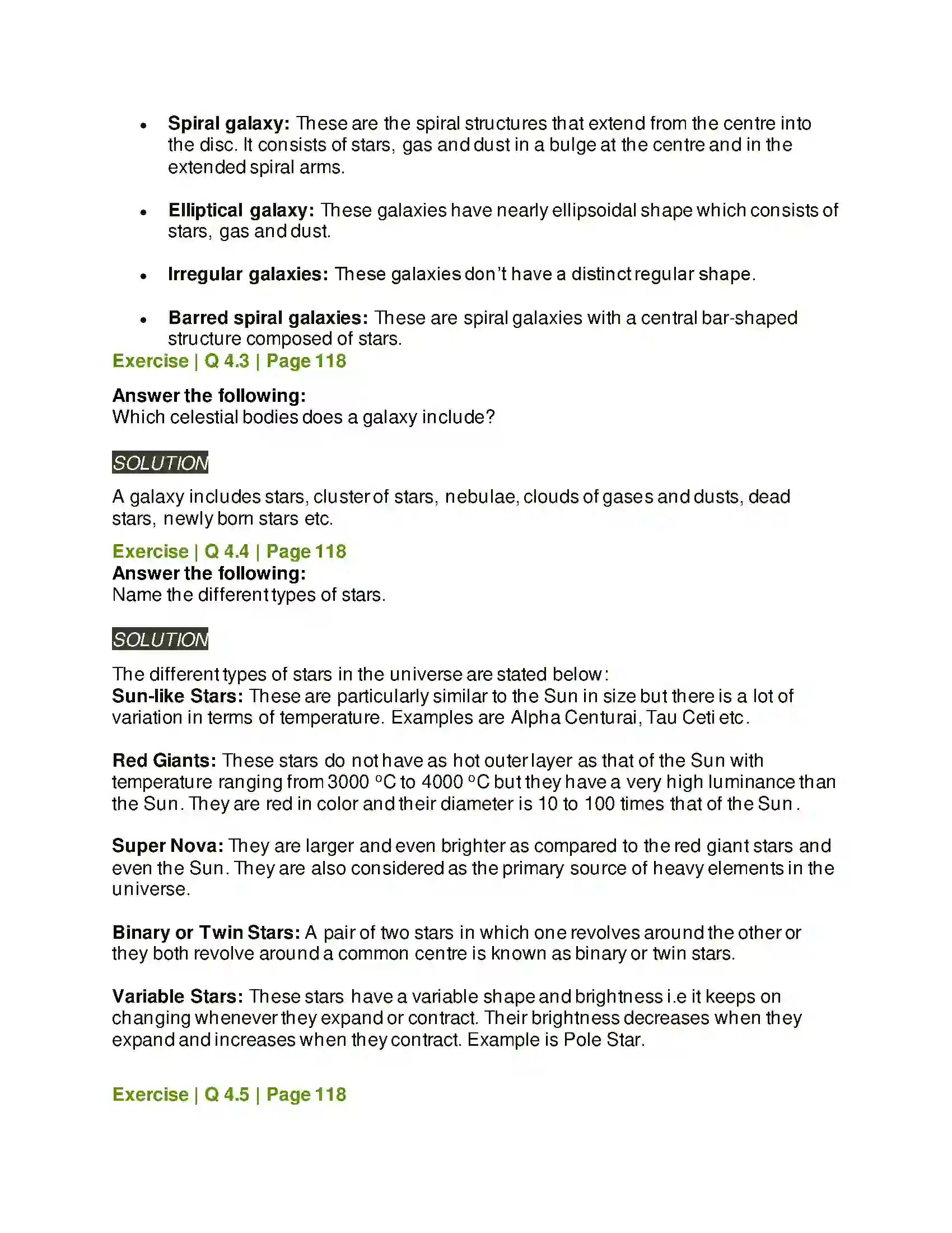 Maharashtra Board Class 6th General Science The Universe Solution 4