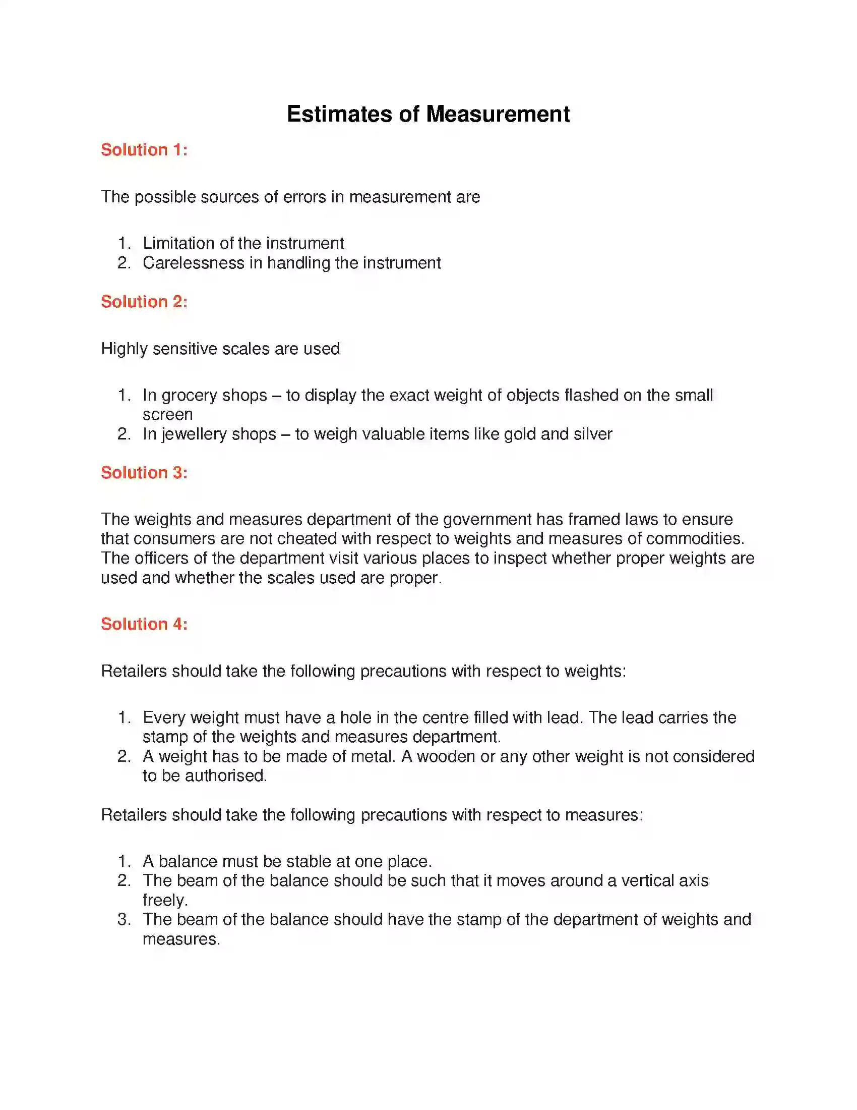 Maharashtra Board Class 6th General Science Estimates of Measurement Solution 1
