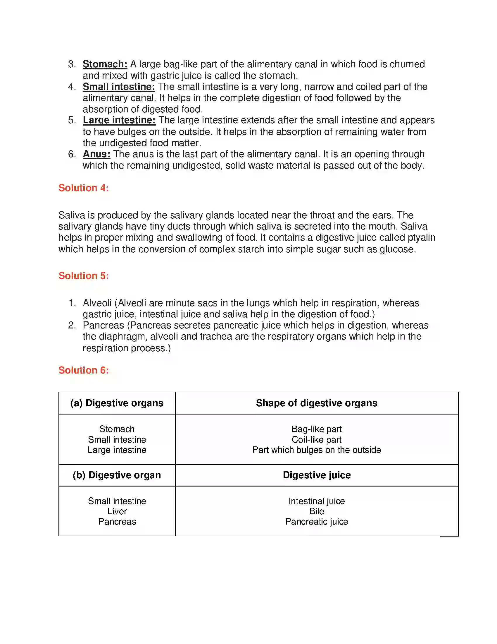 Maharashtra Board Class 6th General Science Organ Systems Solution 2