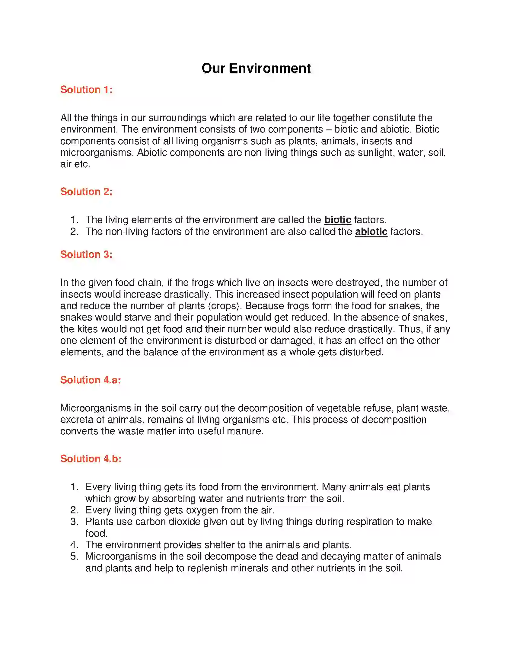Maharashtra Board Class 6th General Science Our Environment Solution 1