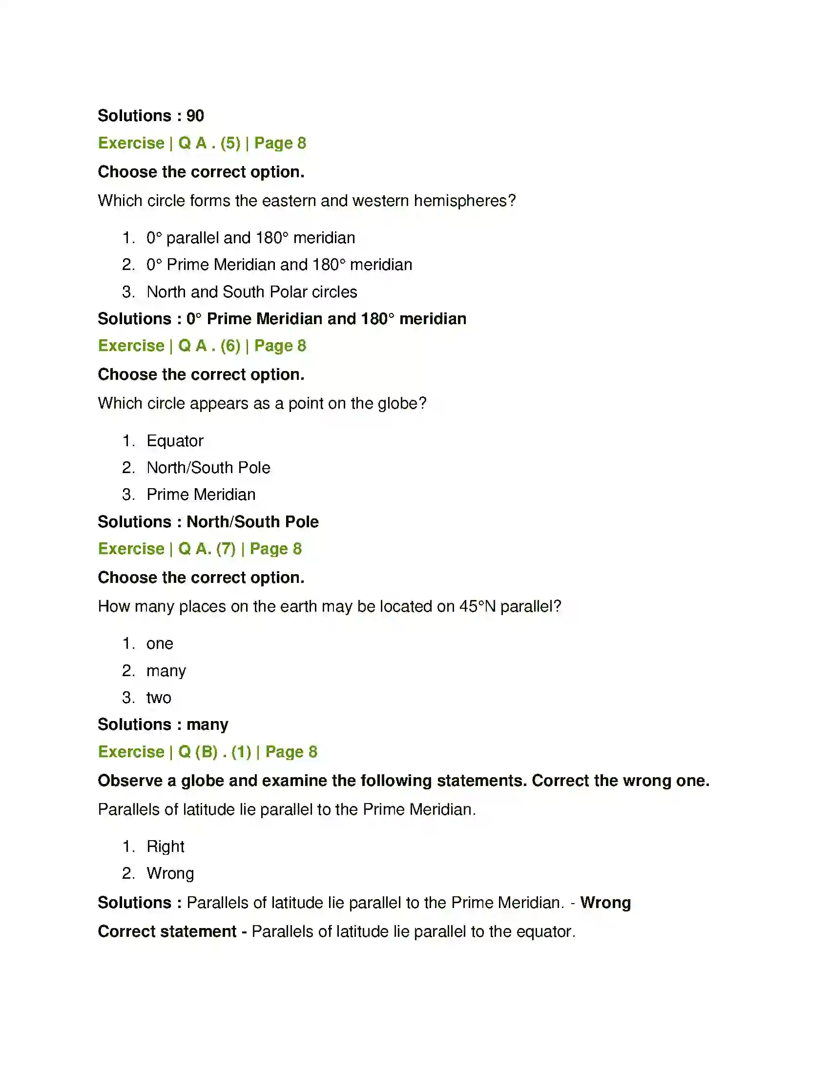 Maharashtra Board Class 6th Geography The Earth and the Graticule Solution 2