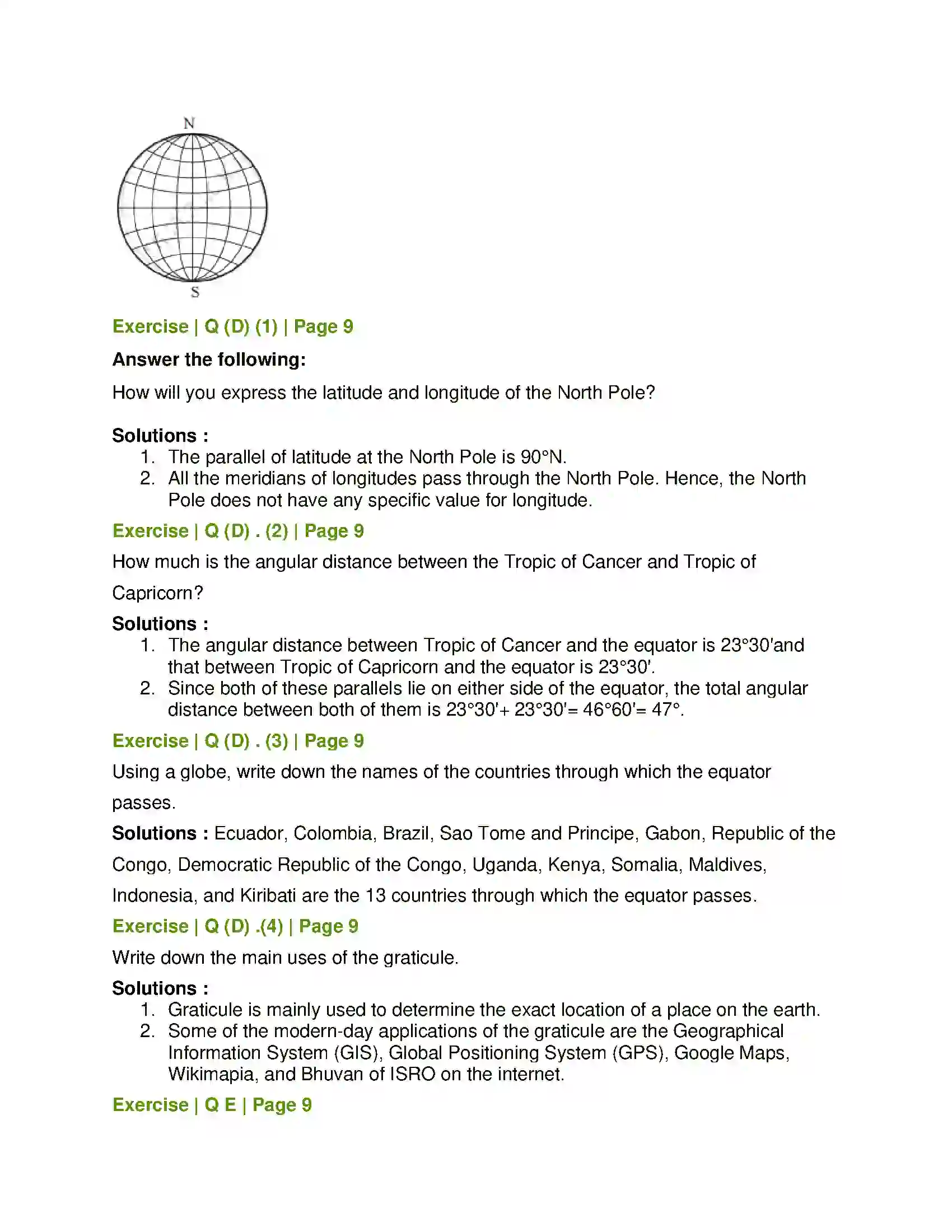 Maharashtra Board Class 6th Geography The Earth and the Graticule Solution 5