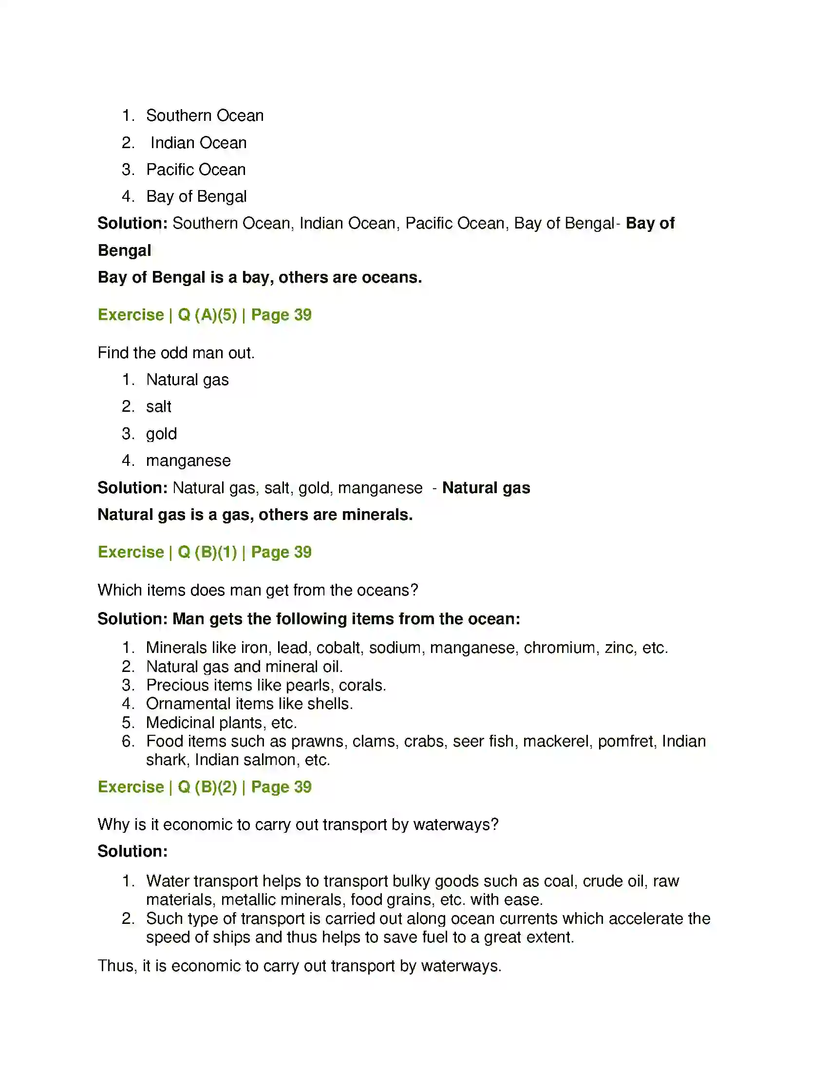 Maharashtra Board Class 6th Geography Importance of Oceans Solution 2