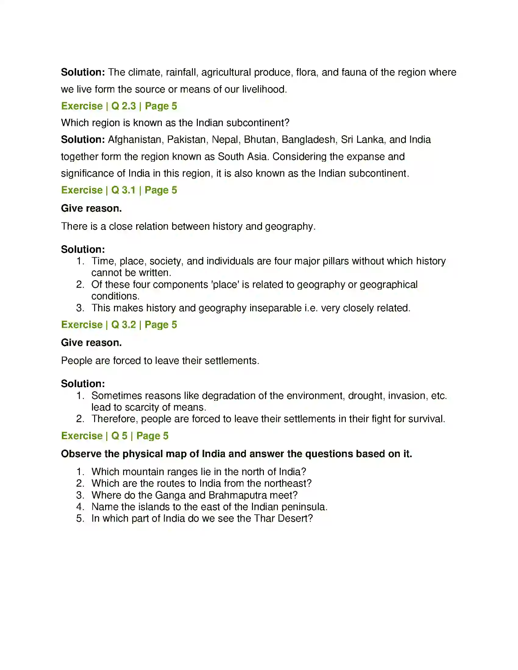 Maharashtra Board Class 6th History and Civics The Indian Subcontinent and History Solution 2