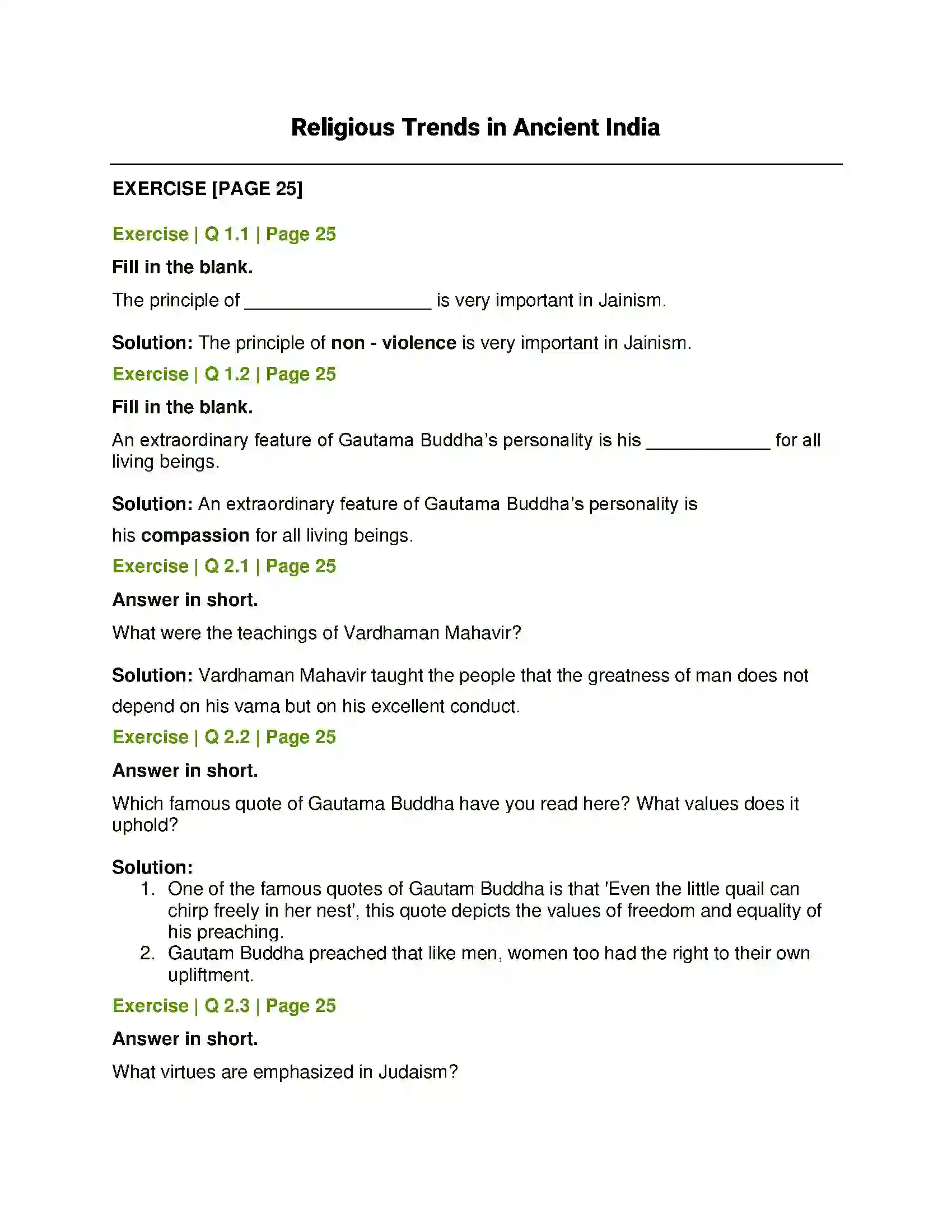 Maharashtra Board Class 6th History and Civics Religious Trends in Ancient India Solution 1