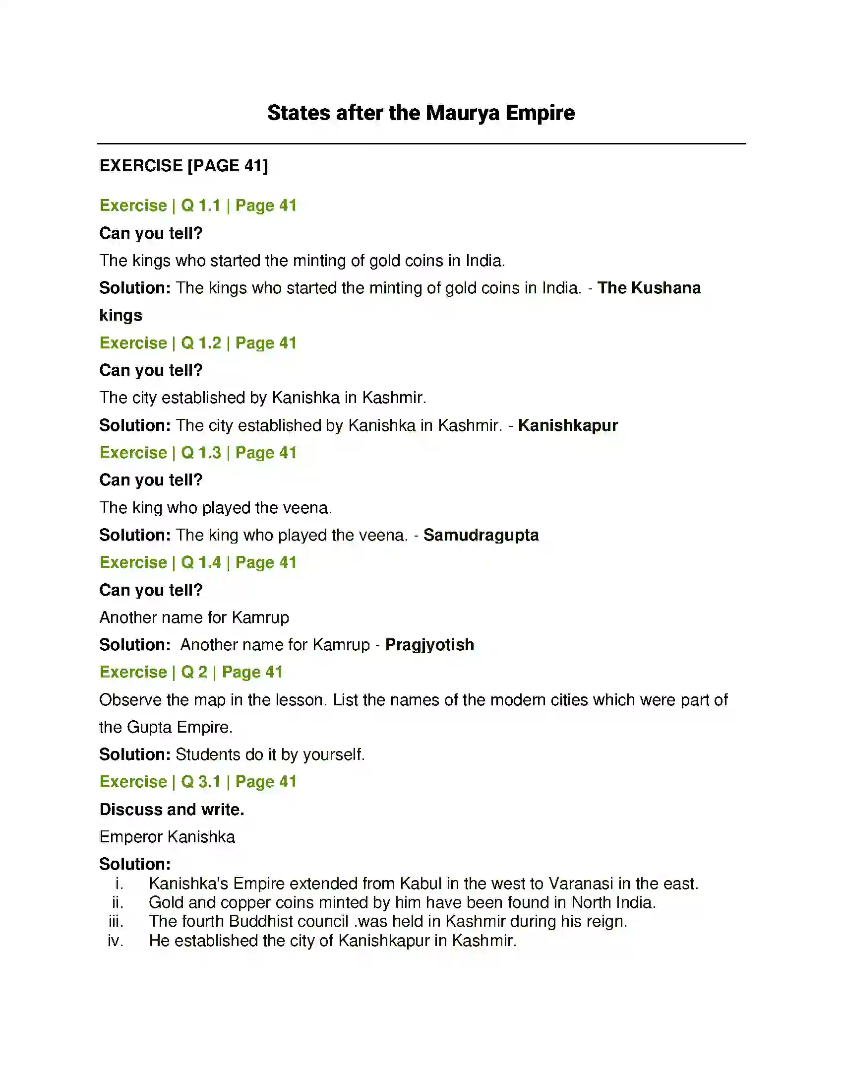Maharashtra Board Class 6th History and Civics States After the Maurya Empire Solution 1