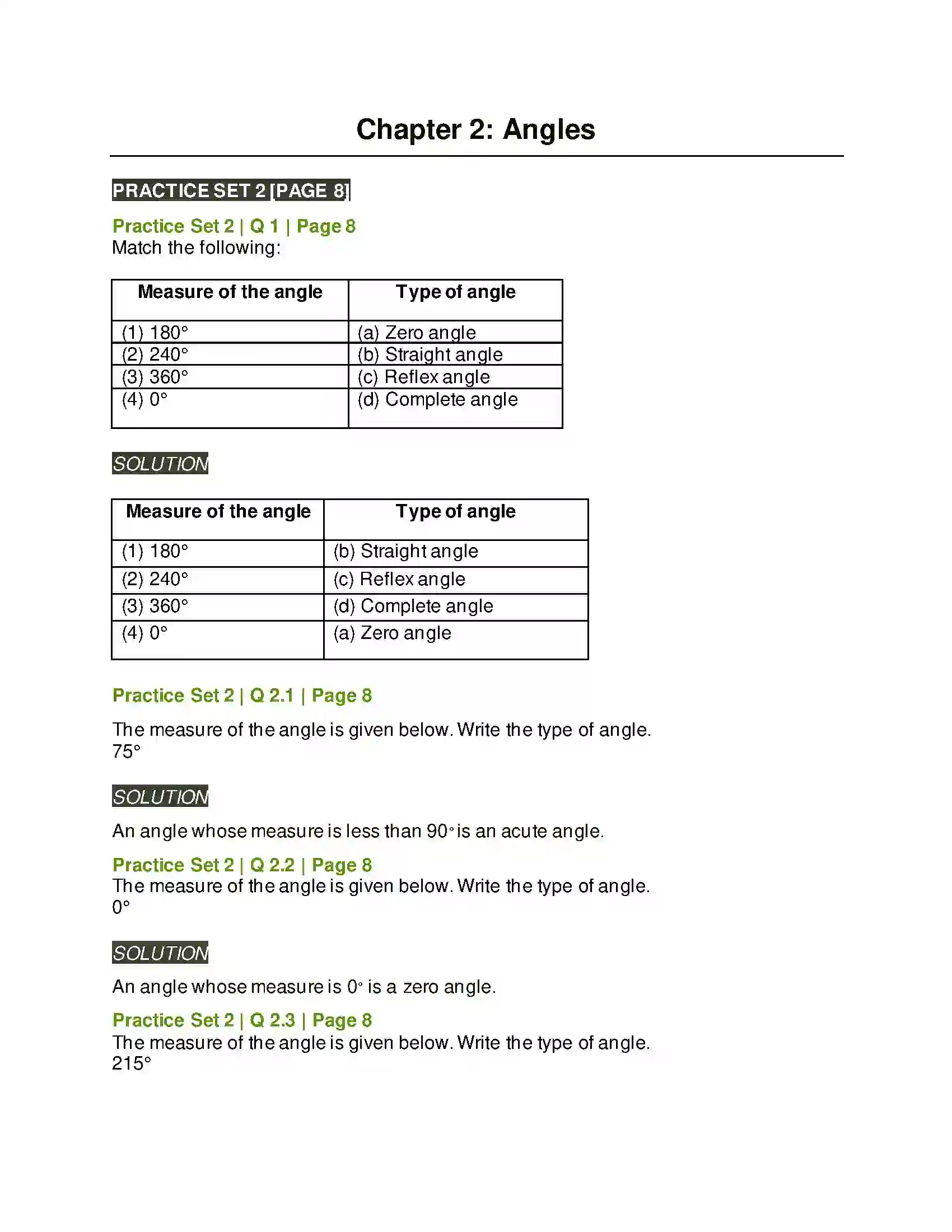 Maharashtra Board Class 6th Mathematics Angles Solution 1