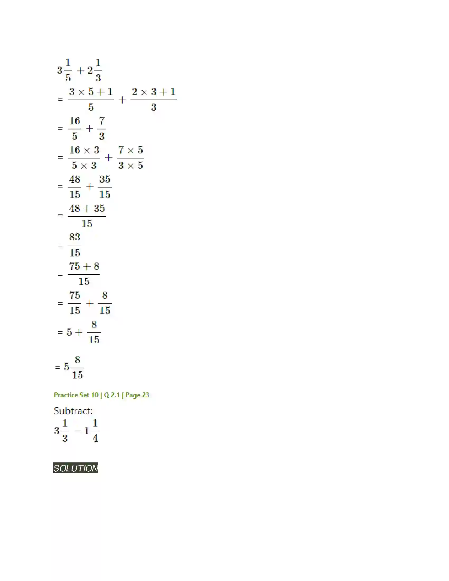 Maharashtra Board Class 6th Mathematics Operations on Fractions Solution 10