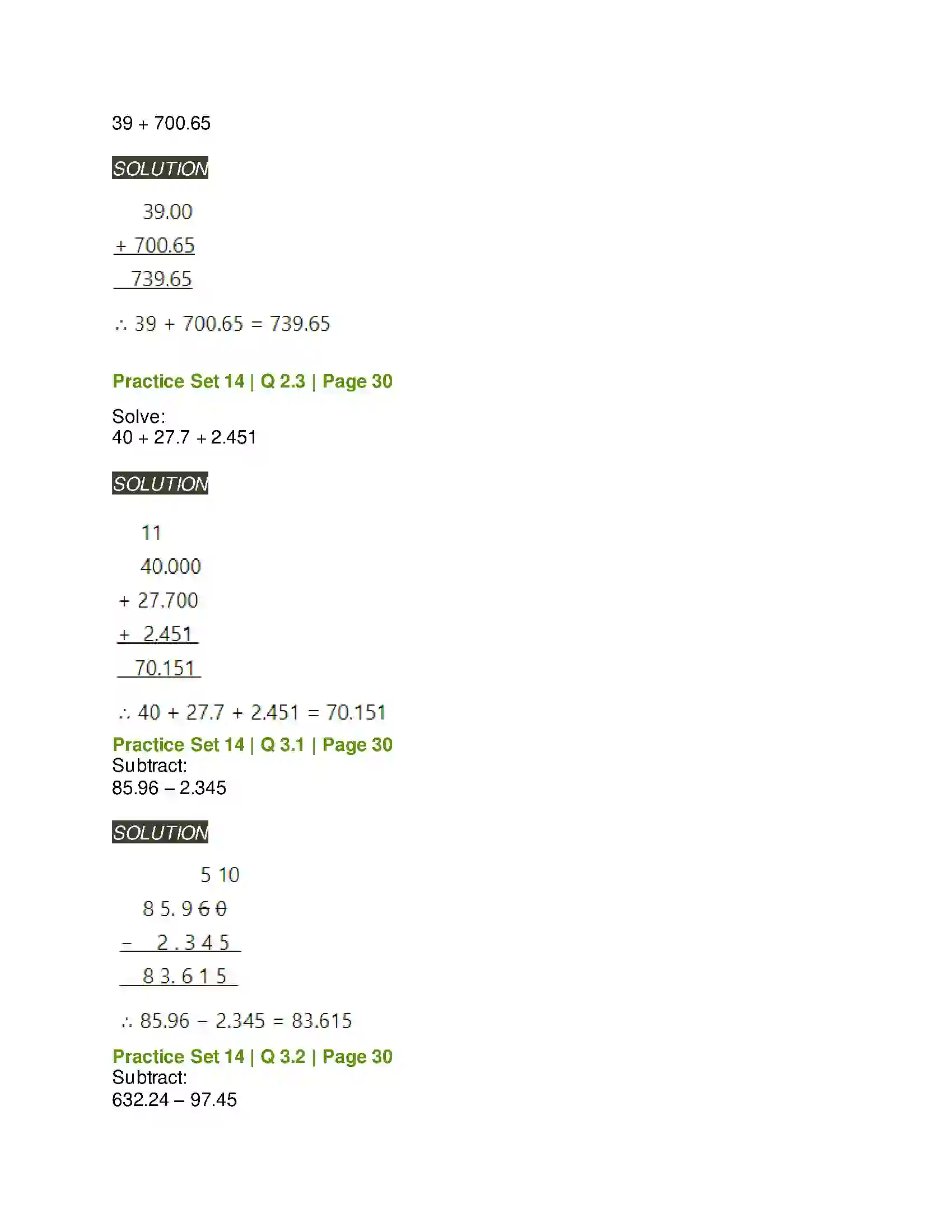 Maharashtra Board Class 6th Mathematics Decimal Fractions Solution 2