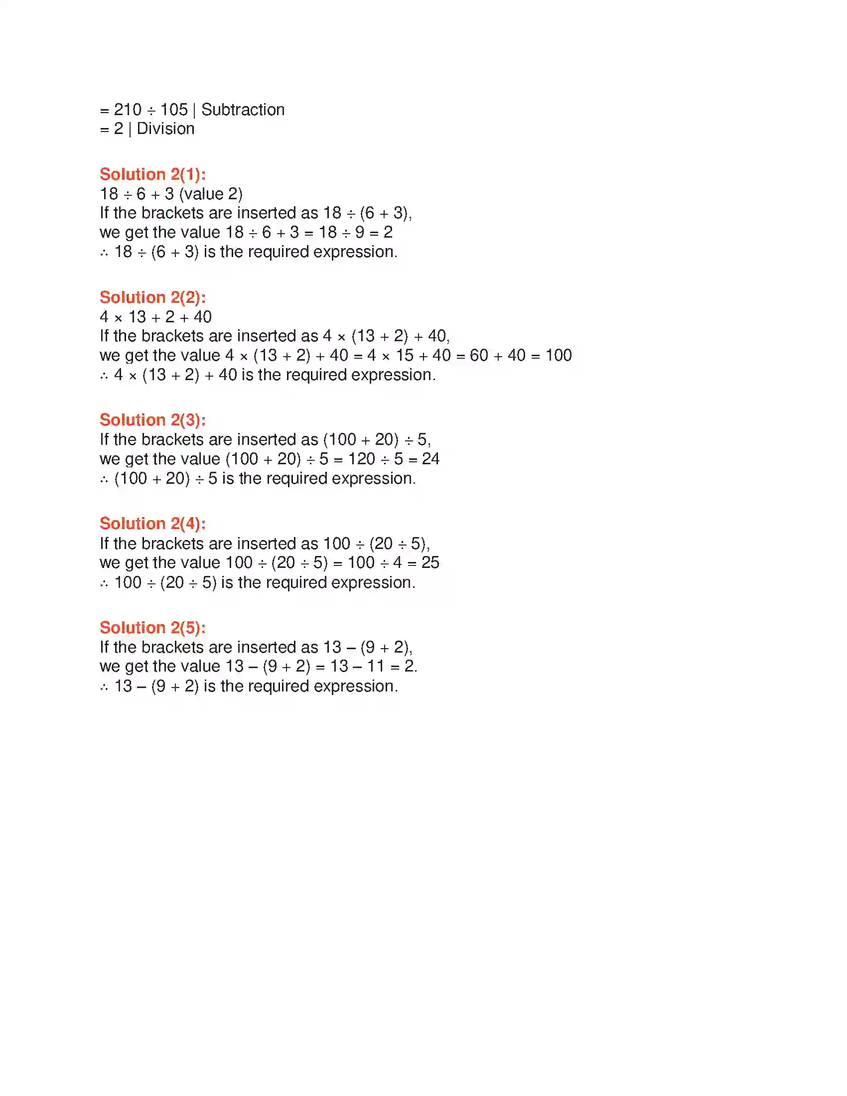 Maharashtra Board Class 6th Mathematics Order of operations and the Use of Brackets Solution 3