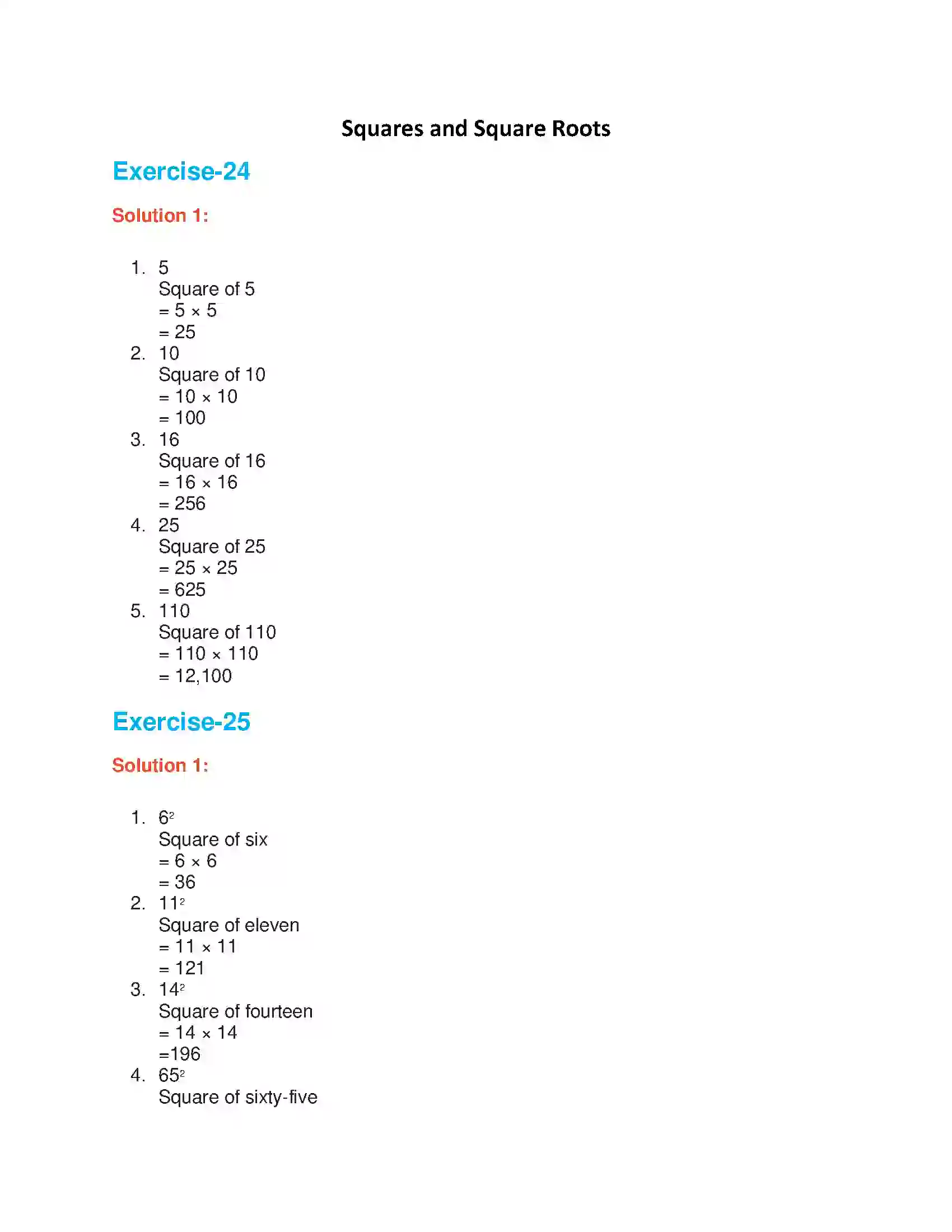 Maharashtra Board Class 6th Mathematics Squares and Square Roots Solution 1