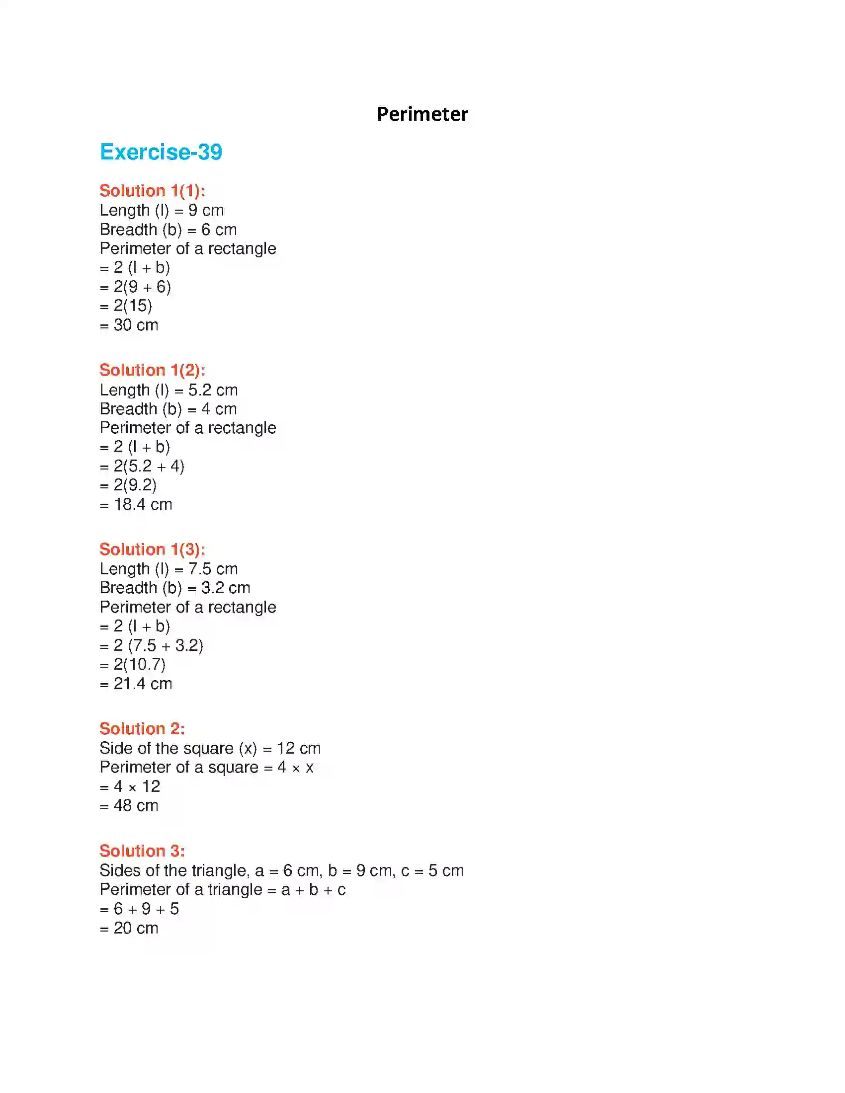 Maharashtra Board Class 6th Mathematics Perimeter Solution 1
