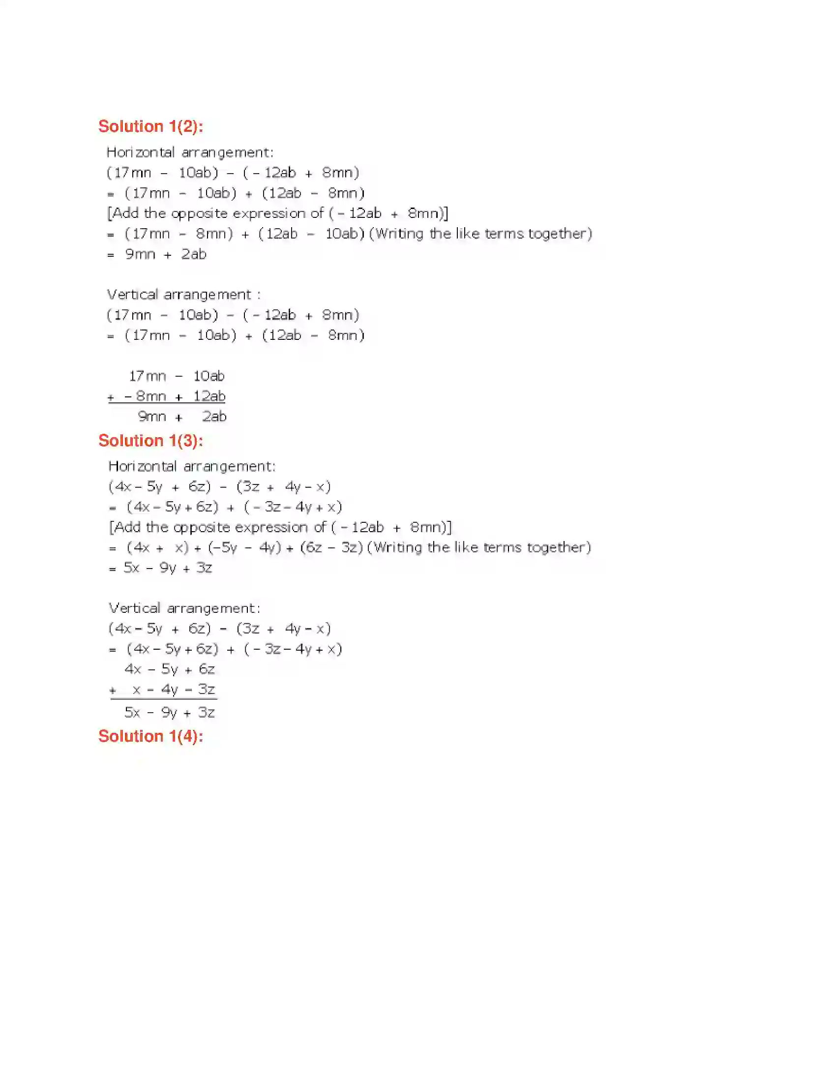 Maharashtra Board Class 6th Mathematics Addition and Subtraction of Algebraic Expressions Solution 5