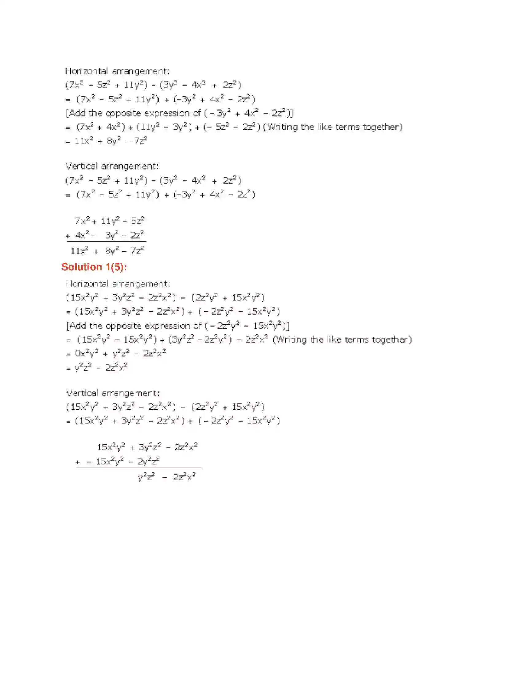 Maharashtra Board Class 6th Mathematics Addition and Subtraction of Algebraic Expressions Solution 6