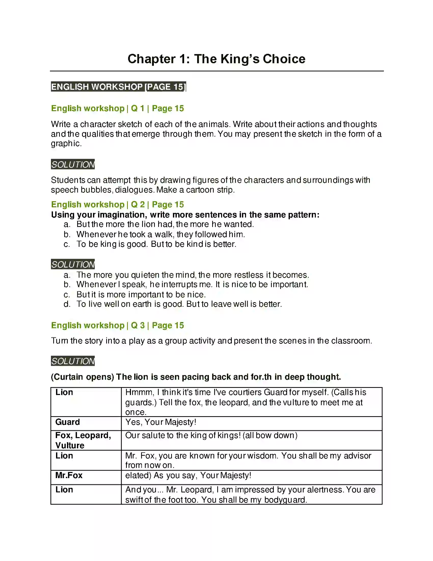 Maharashtra Board Class 7th English The King’s Choice Solution 1