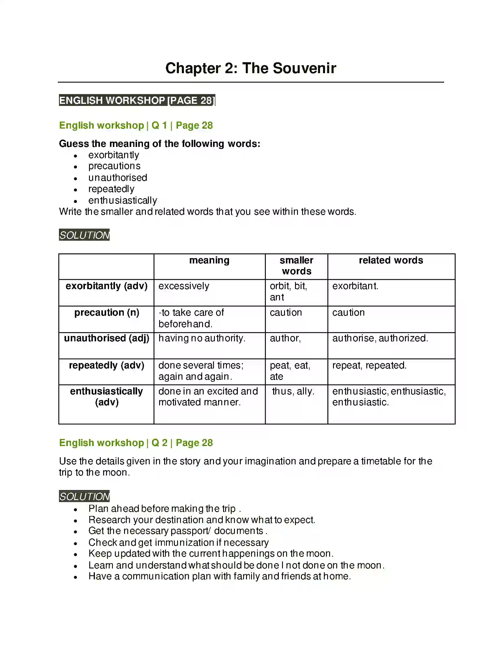 Maharashtra Board Class 7th English The Souvenir Solution 1