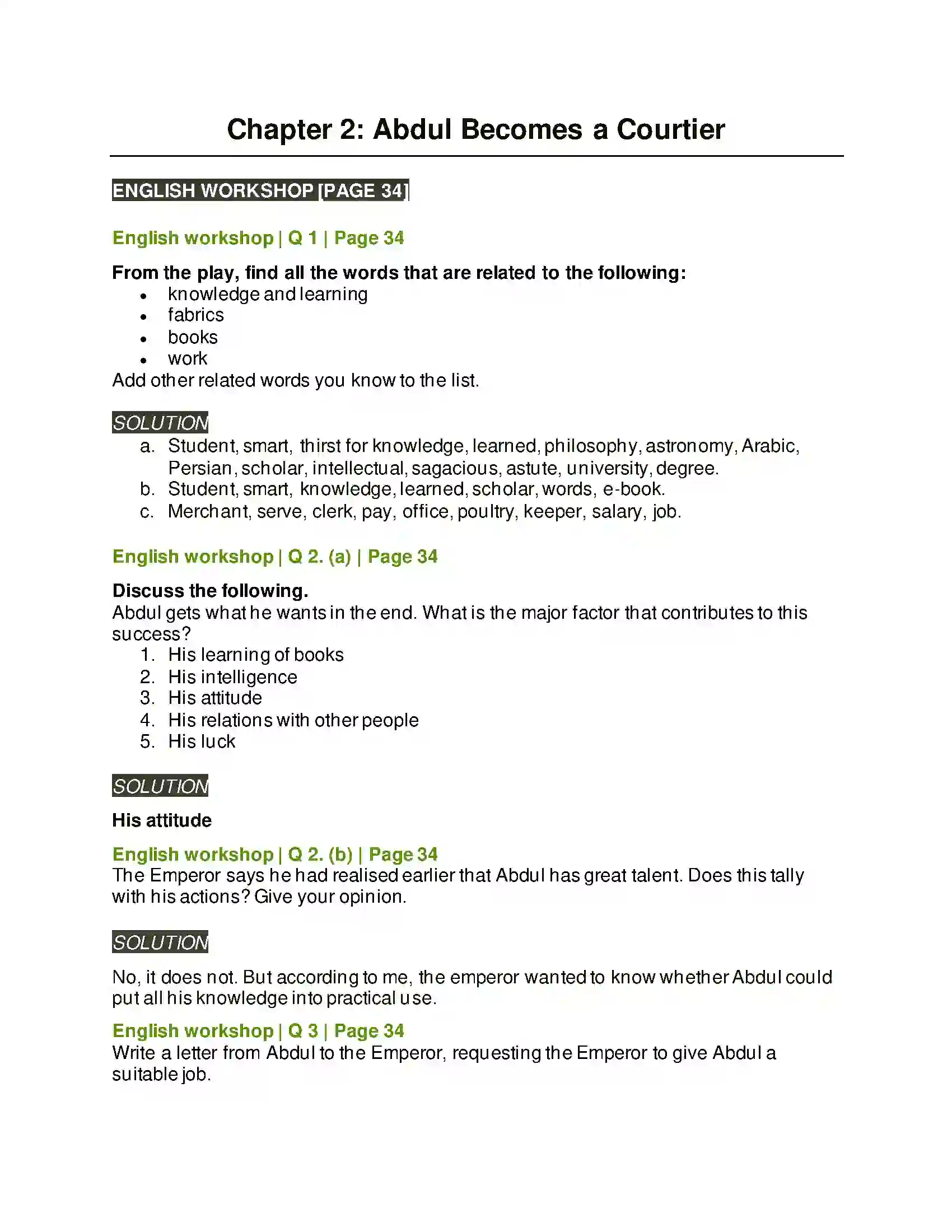 Maharashtra Board Class 7th English Abdul Becomes a Courtier Solution 1