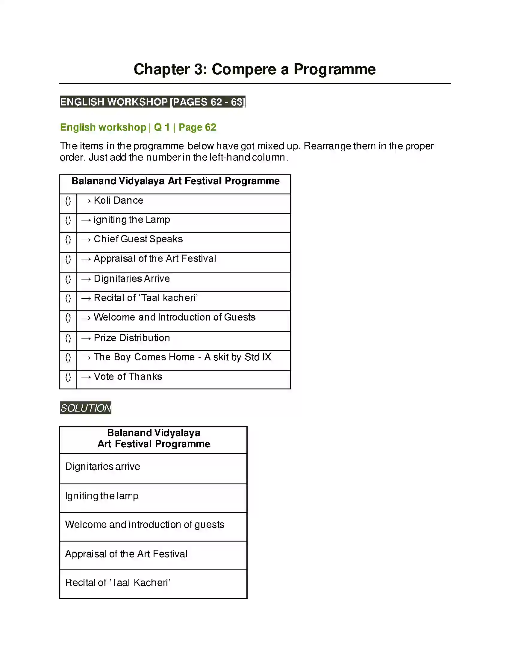 Maharashtra Board Class 7th English Compere a Programme Solution 1