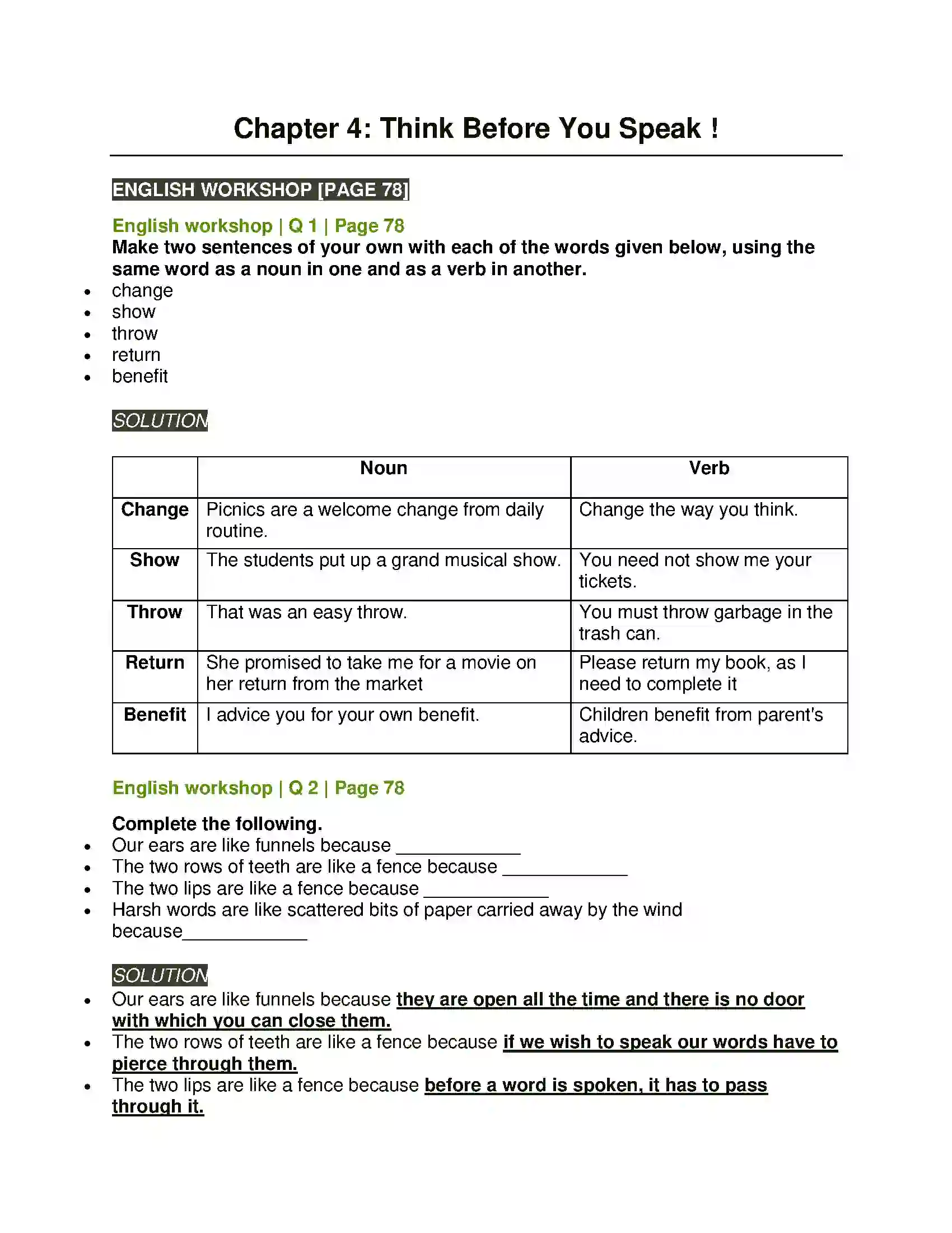 Maharashtra Board Class 7th English Think Before You Speak ! Solution 1