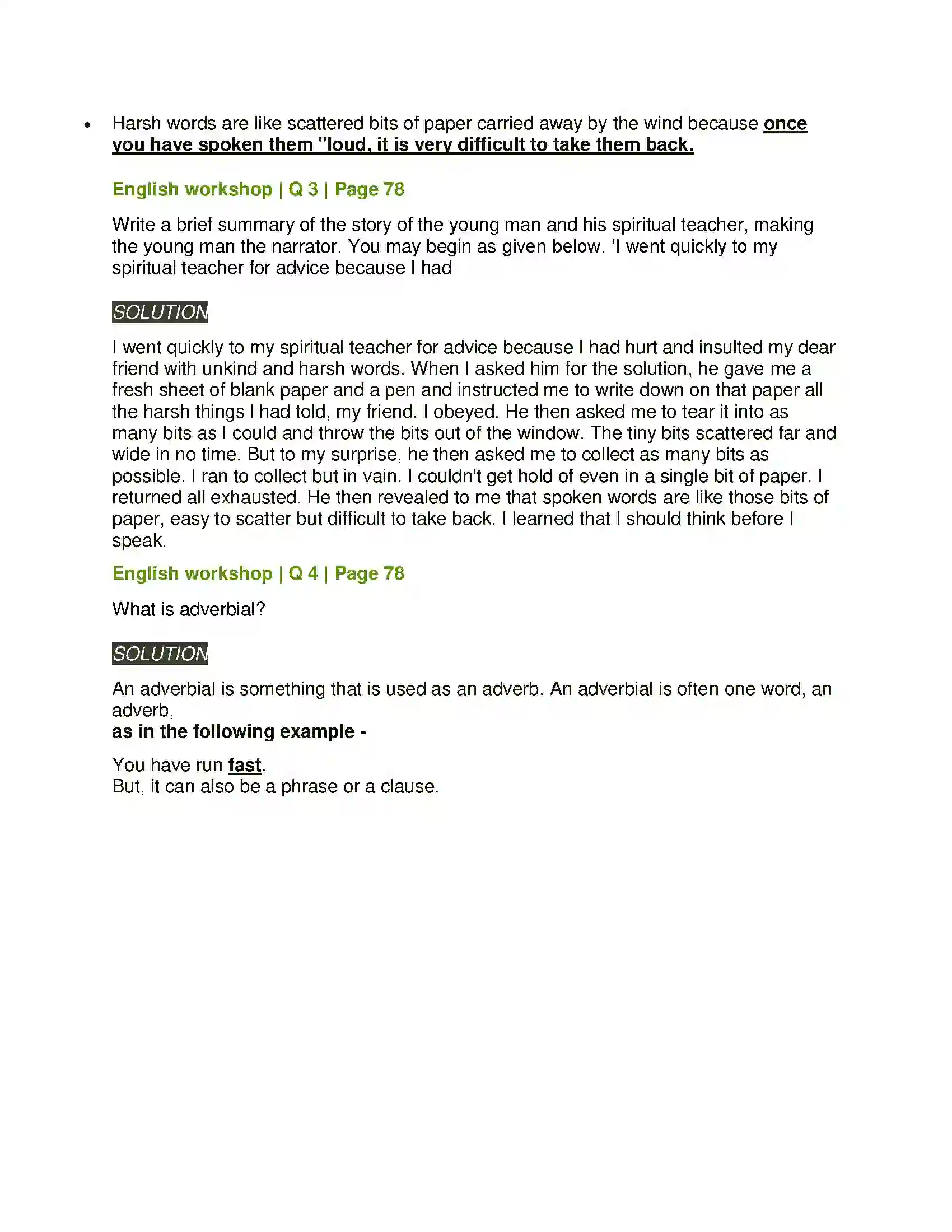 Maharashtra Board Class 7th English Think Before You Speak ! Solution 2