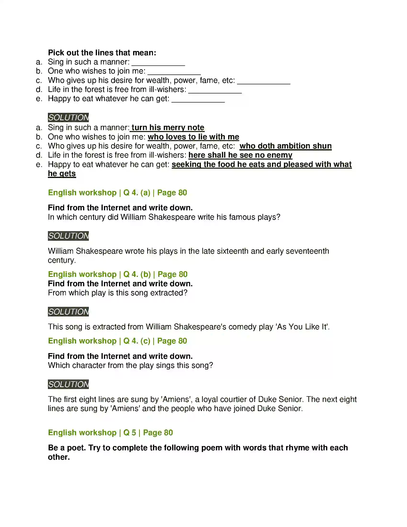 Maharashtra Board Class 7th English Under the Greenwood Tree Solution 2
