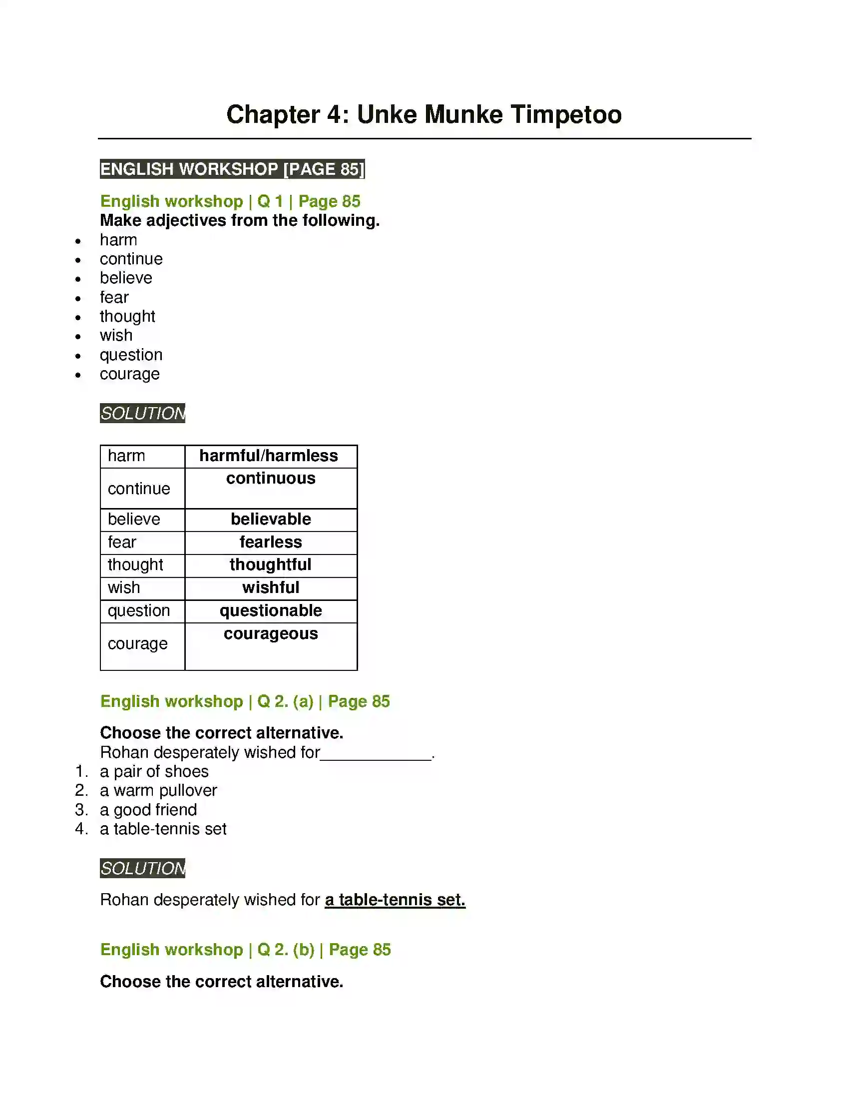 Maharashtra Board Class 7th English Unke Munke Timpetoo Solution 1