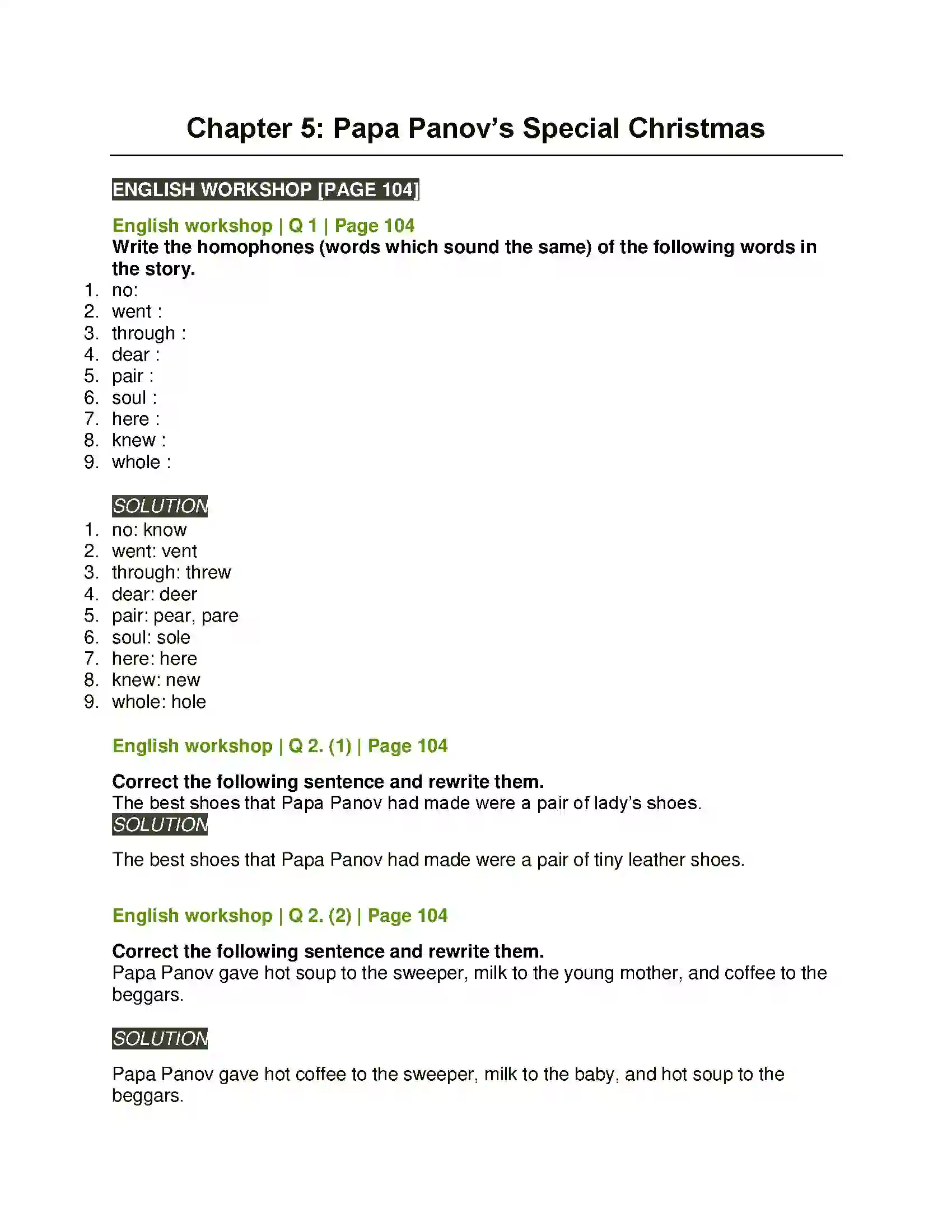 Maharashtra Board Class 7th English Papa Panov’s Special Christmas Solution 1