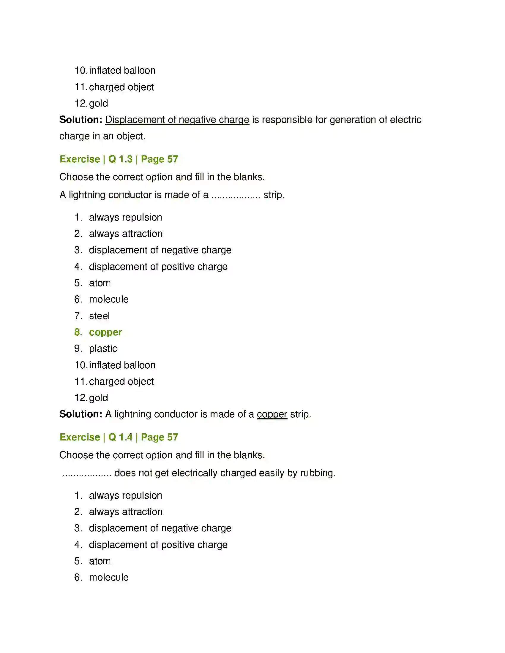 Maharashtra Board Class 7th General Science Static Electricity Solution 2