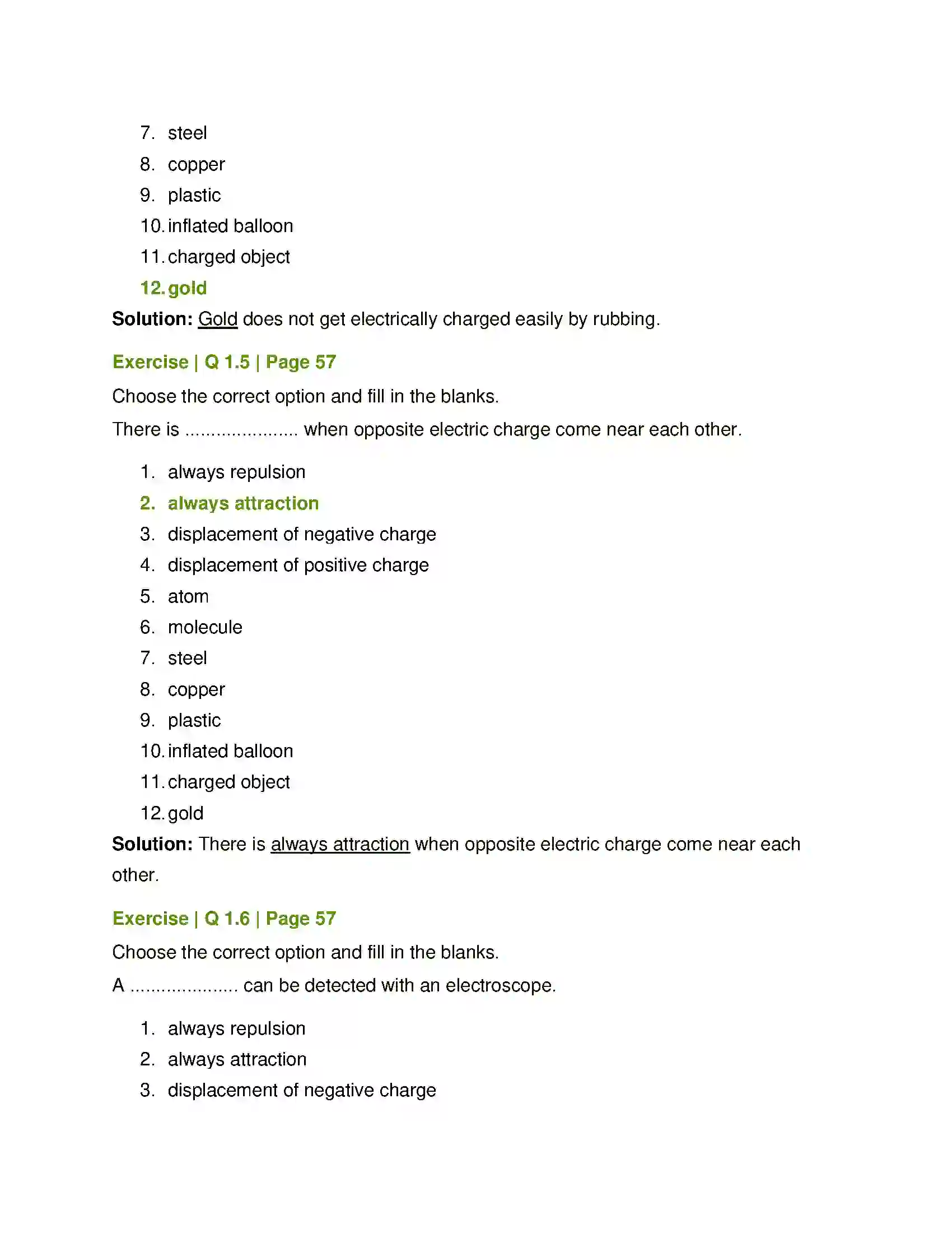 Maharashtra Board Class 7th General Science Static Electricity Solution 3