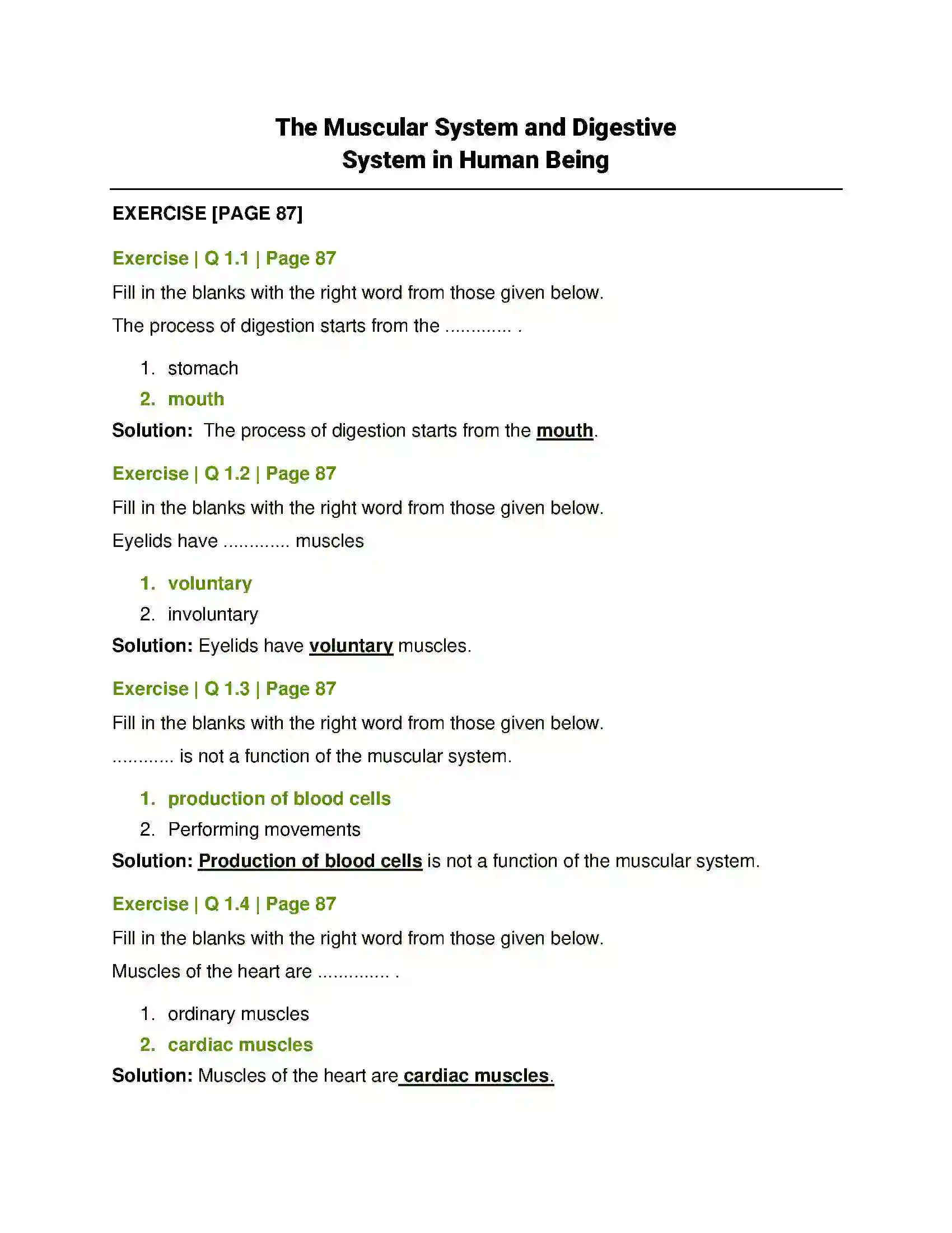 Maharashtra Board Class 7th General Science The Muscular System & Digestive System in Human Beings Solution 1