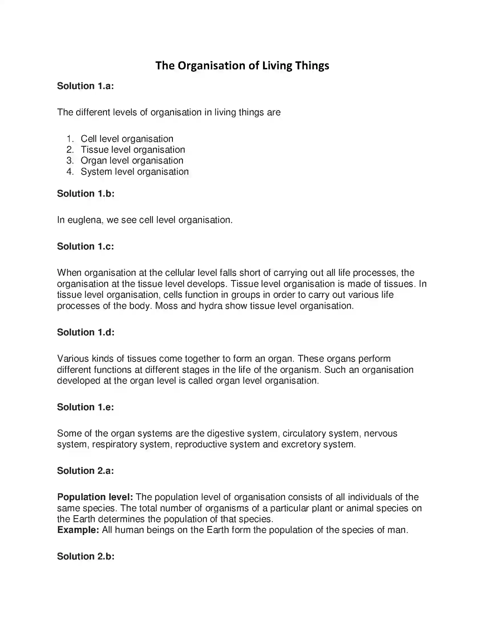 Maharashtra Board Class 7th General Science The Organisation of Living Things Solution 1