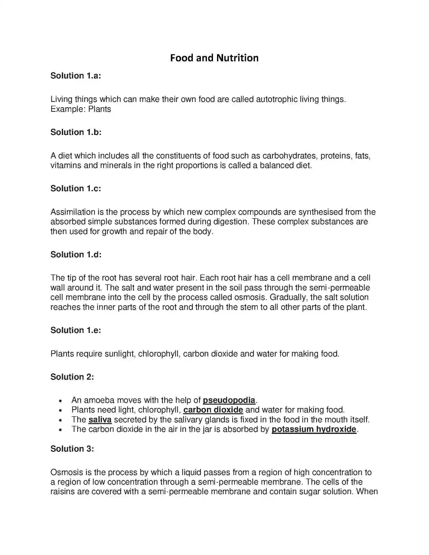 Maharashtra Board Class 7th General Science Food and Nutrition Solution 1