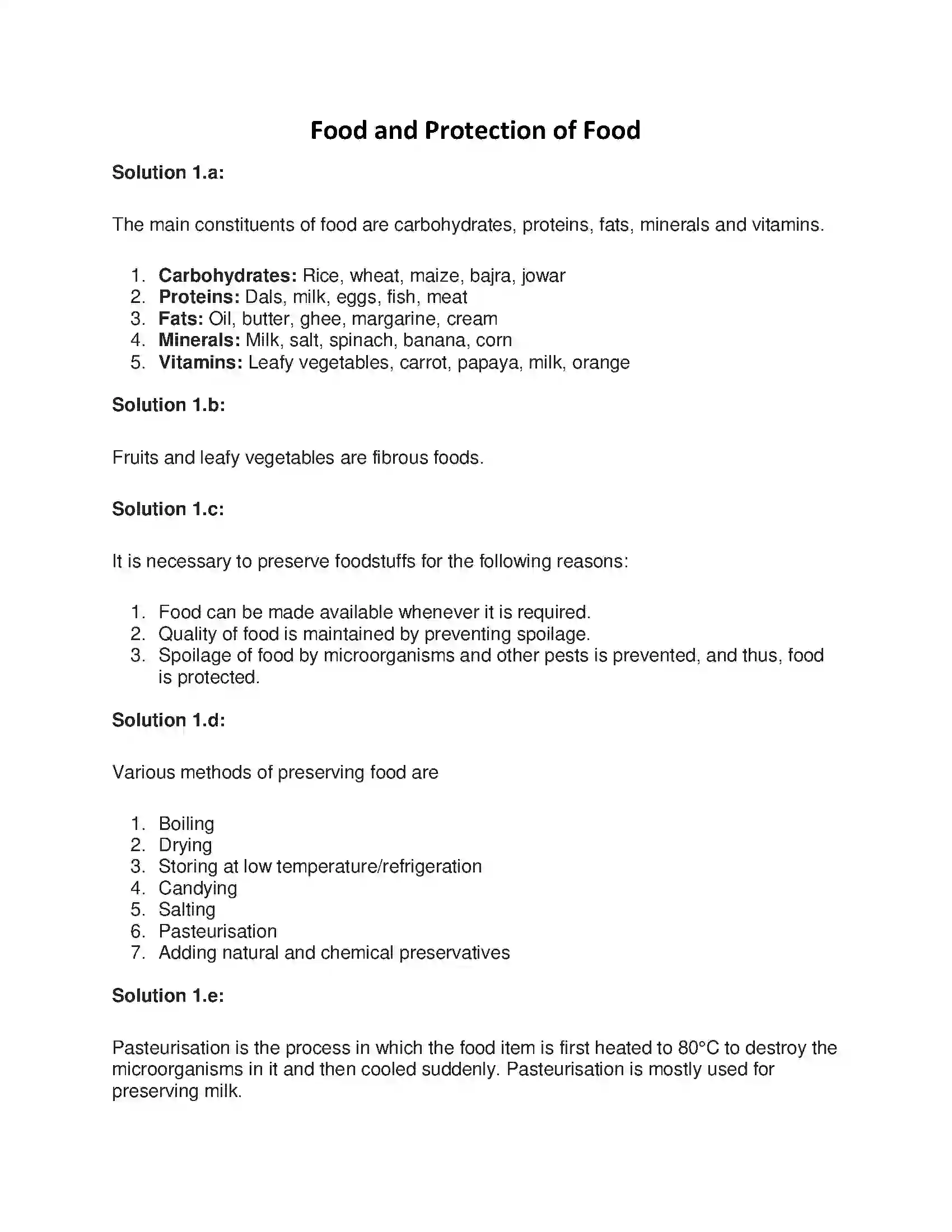 Maharashtra Board Class 7th General Science Food and Protection of Food Solution 1