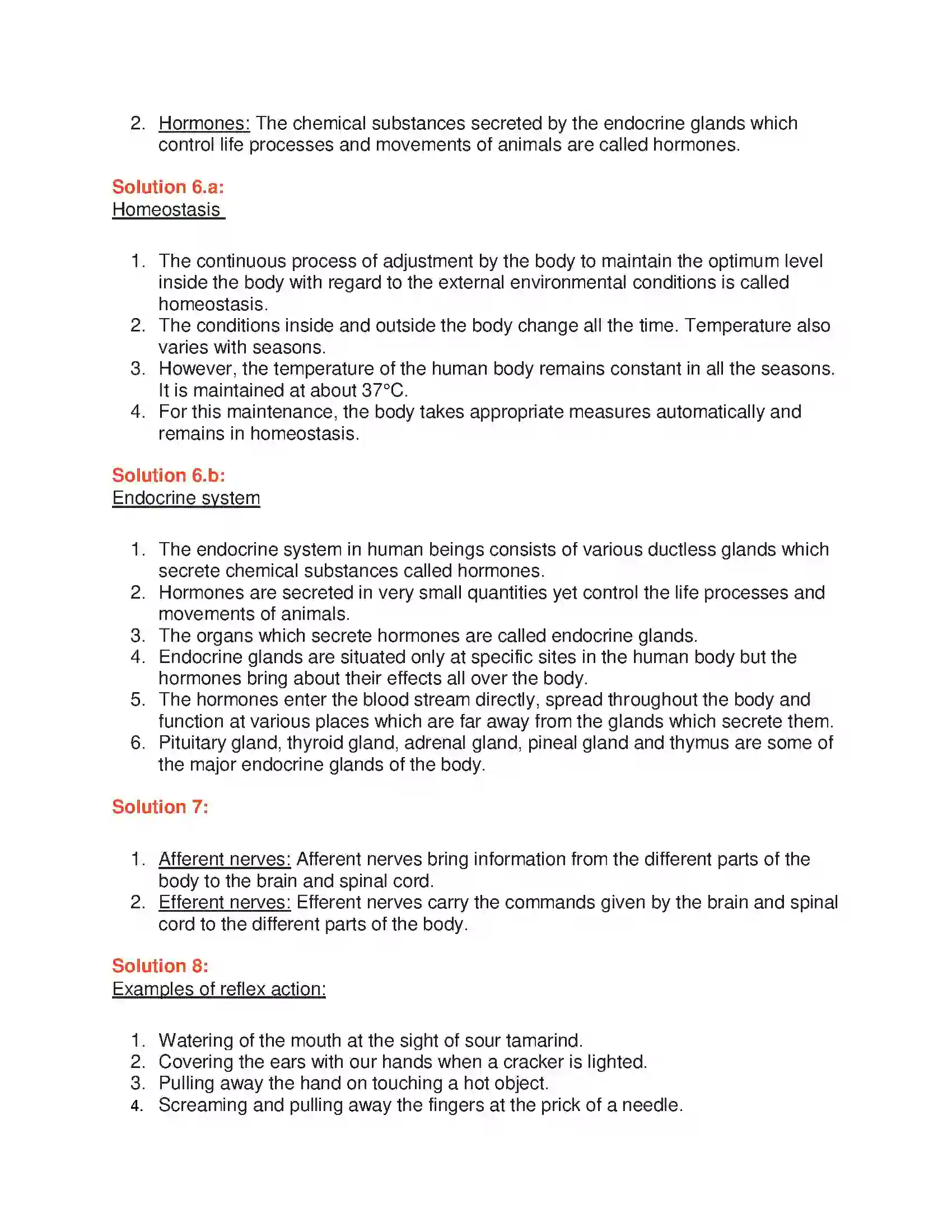 Maharashtra Board Class 7th General Science Control and Coordination Solution 2